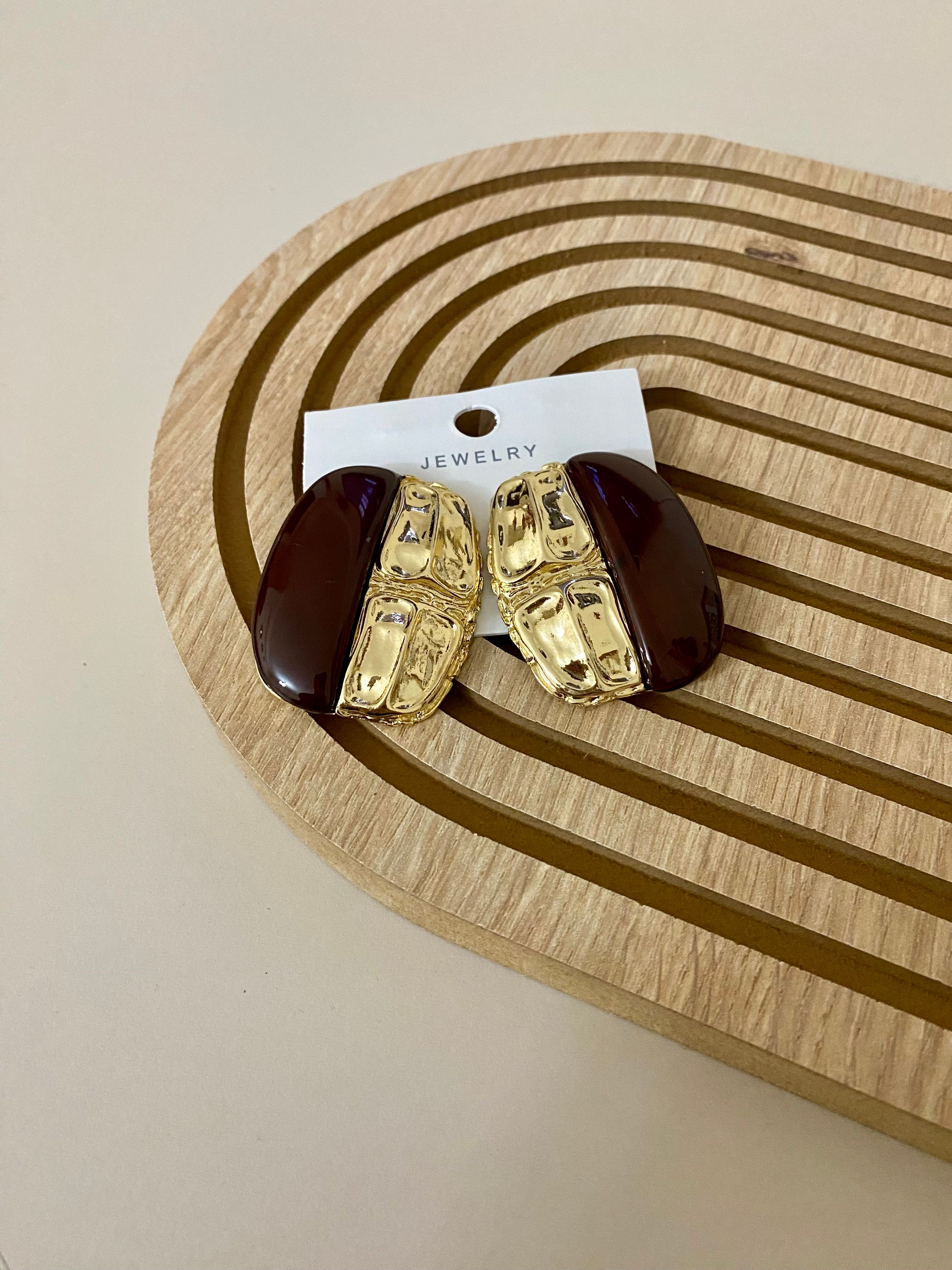 Marka Model Gold Kahve Küpe 