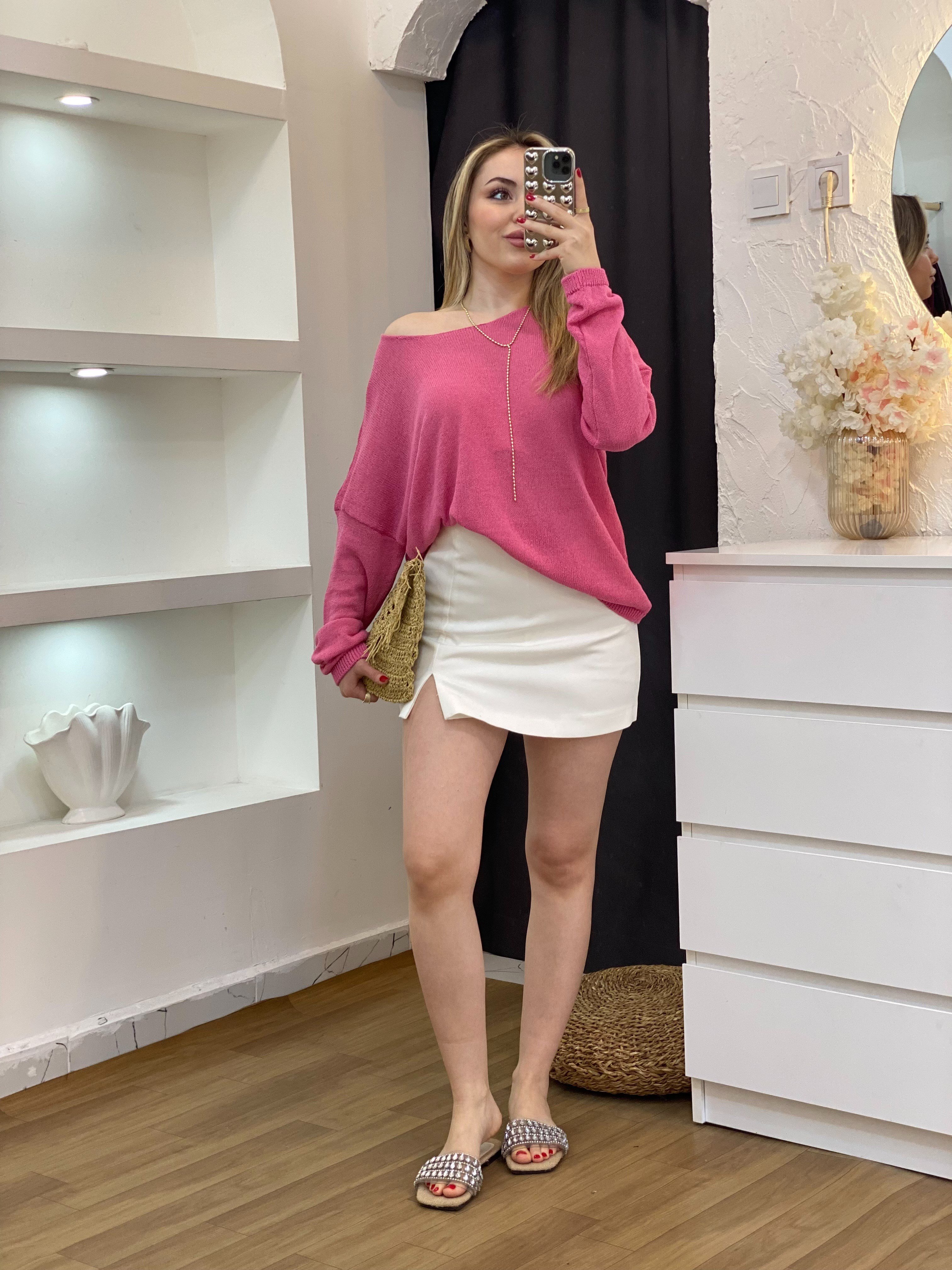 Pembe  Basic Triko Bluz