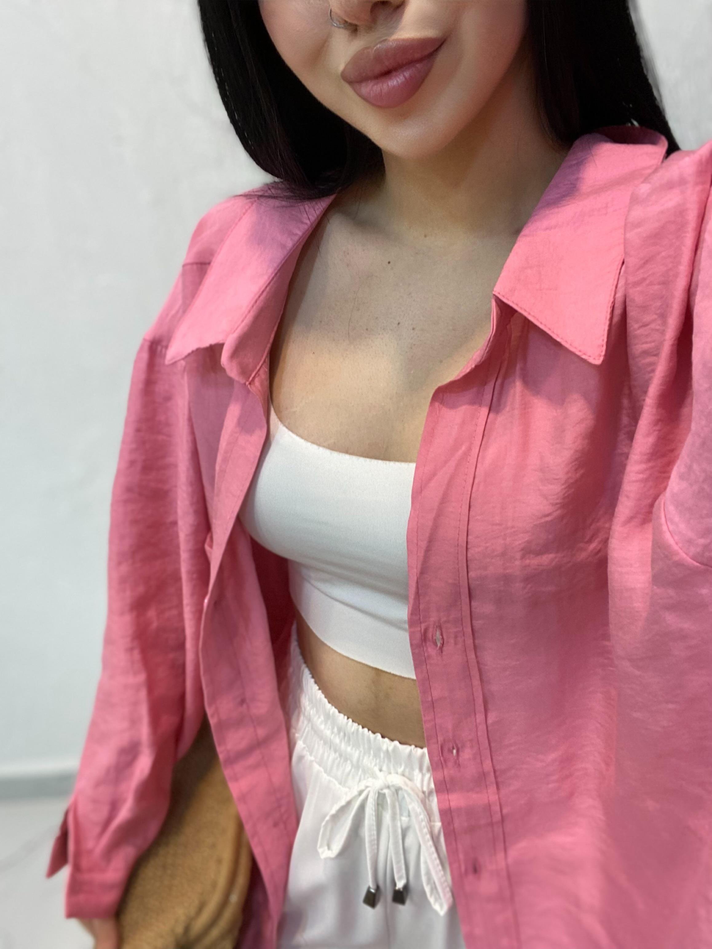 Pembe Perry Marka Oversize Tensel Gömlek 