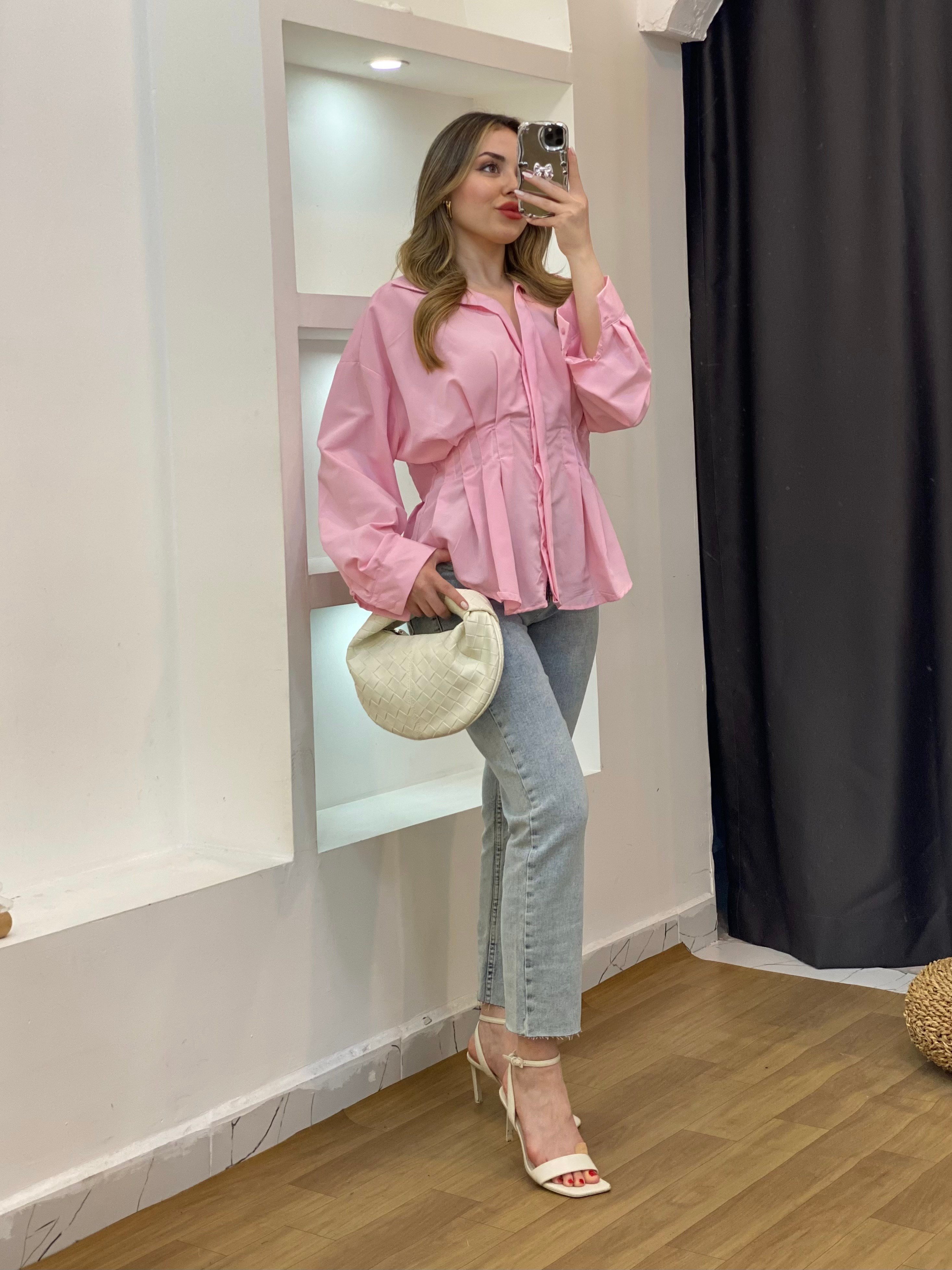 Pembe Piliseli Model Gömlek 