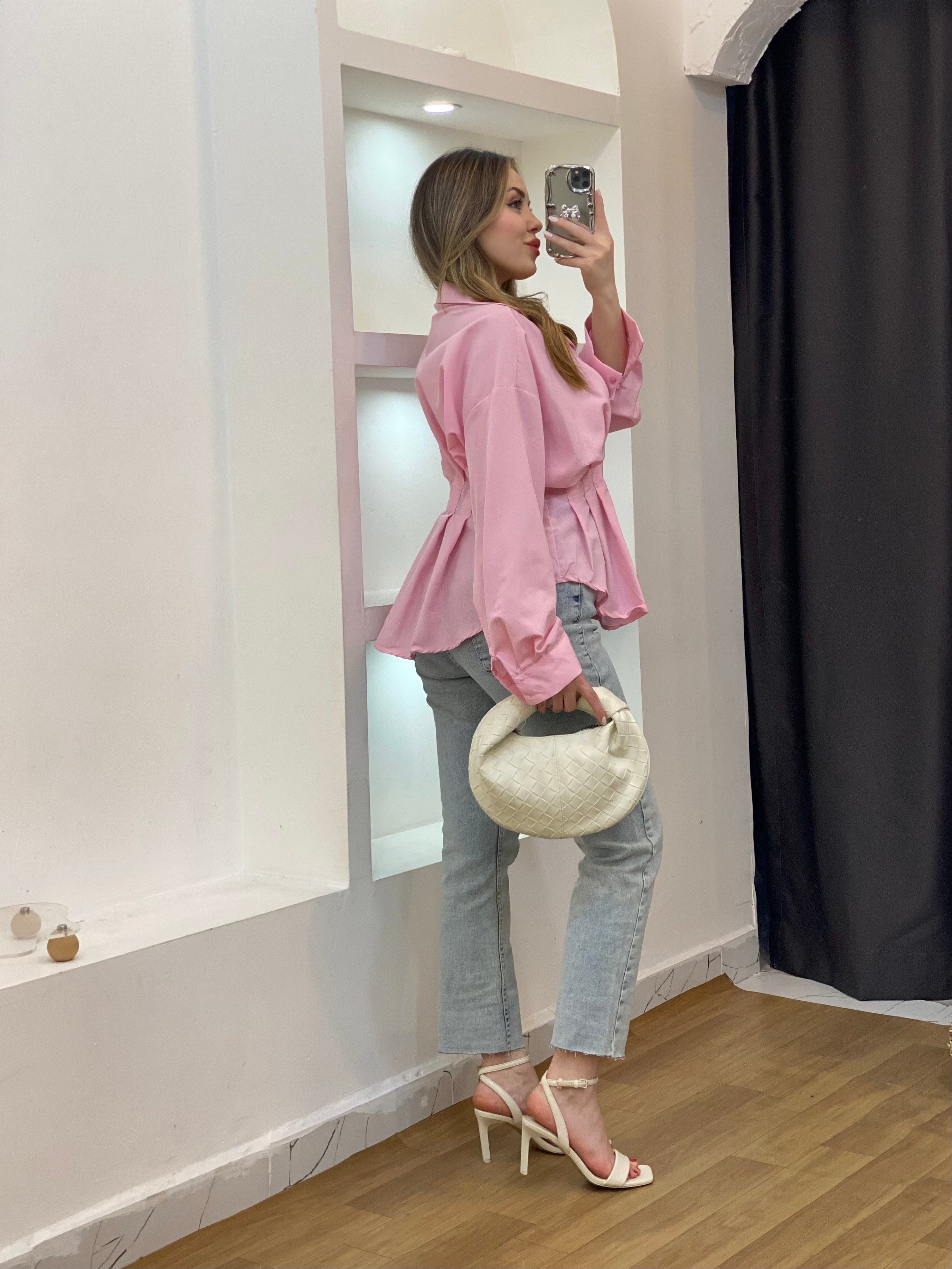 Pembe Piliseli Model Gömlek 
