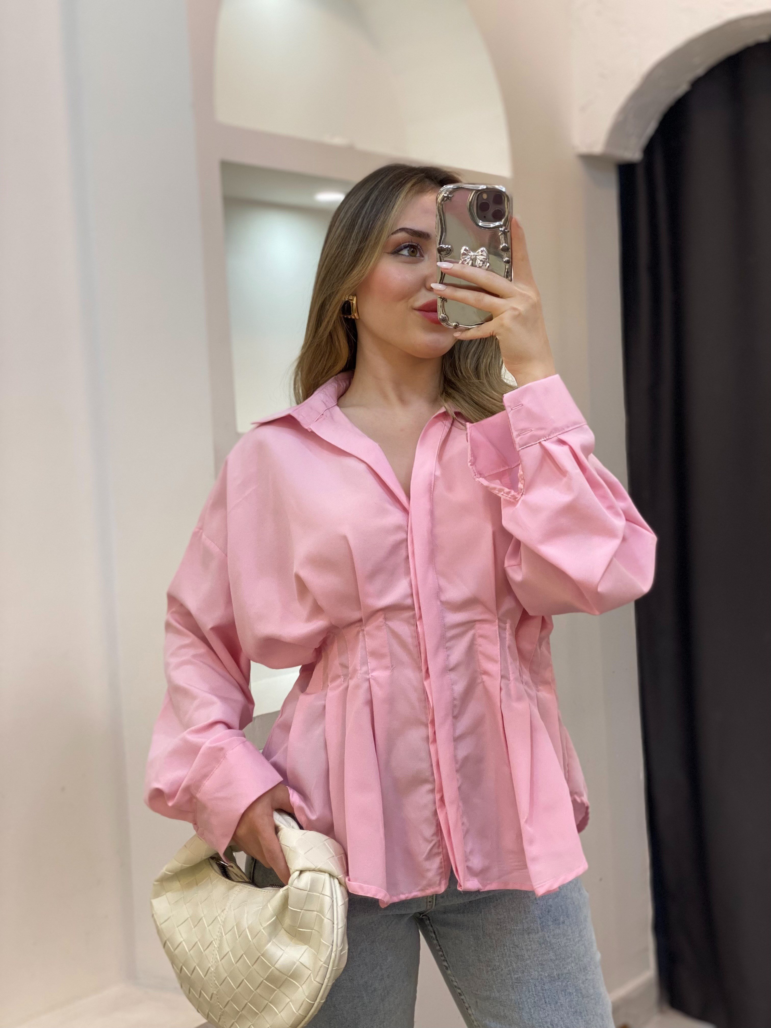 Pembe Piliseli Model Gömlek 