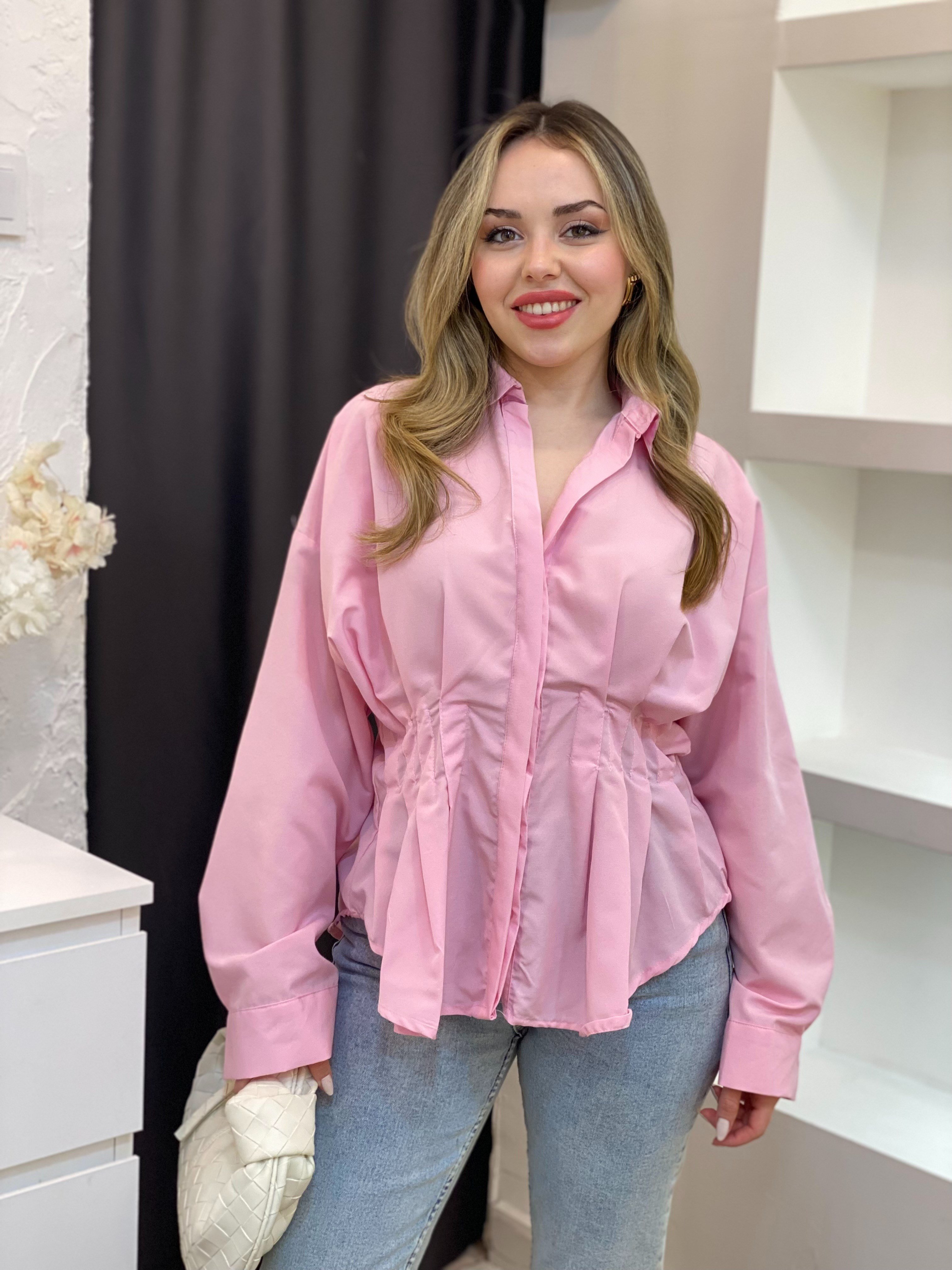 Pembe Piliseli Model Gömlek 