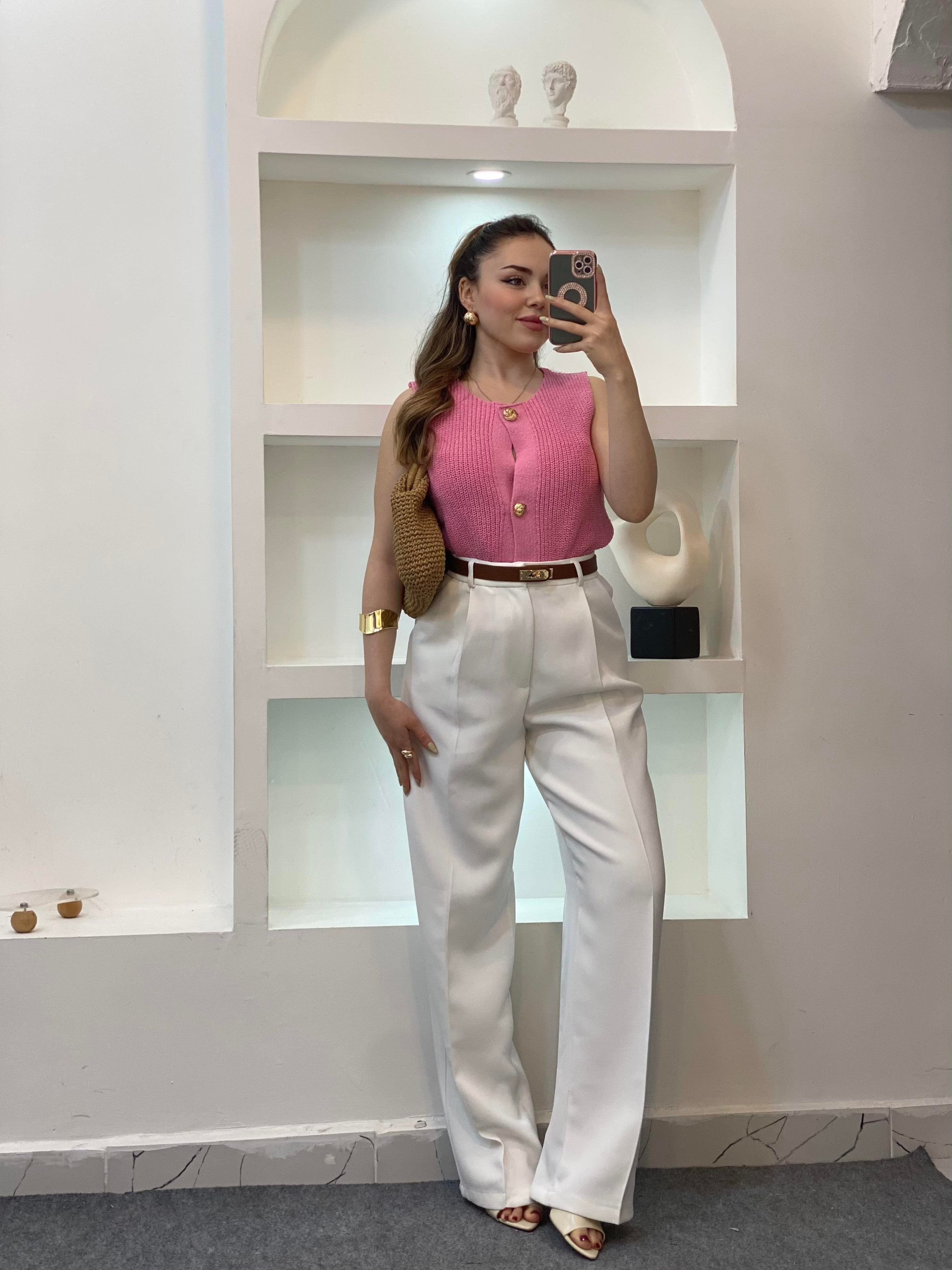 Pembe Q Marka Çelik Triko Yelek