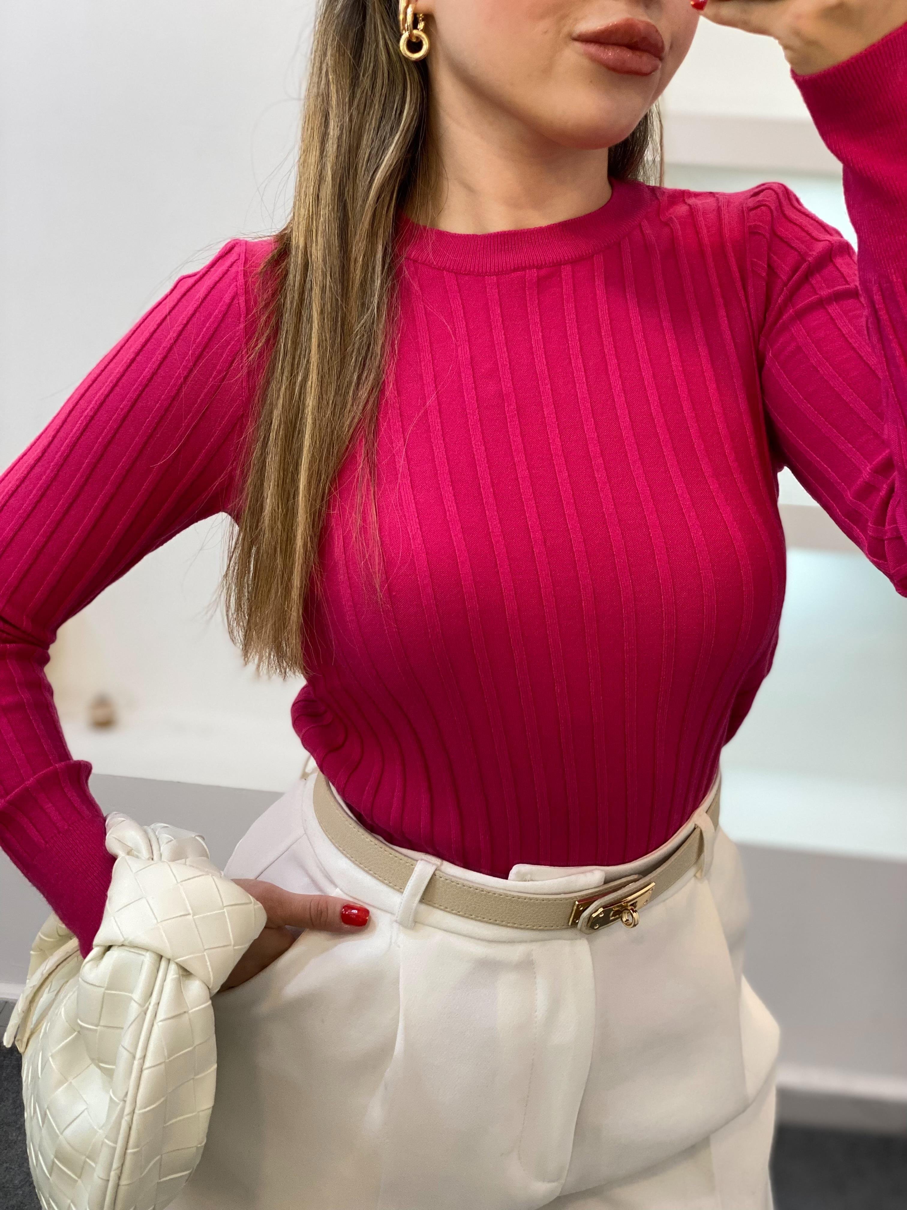 Pembe Yumoş Dokulu Triko Bluz 