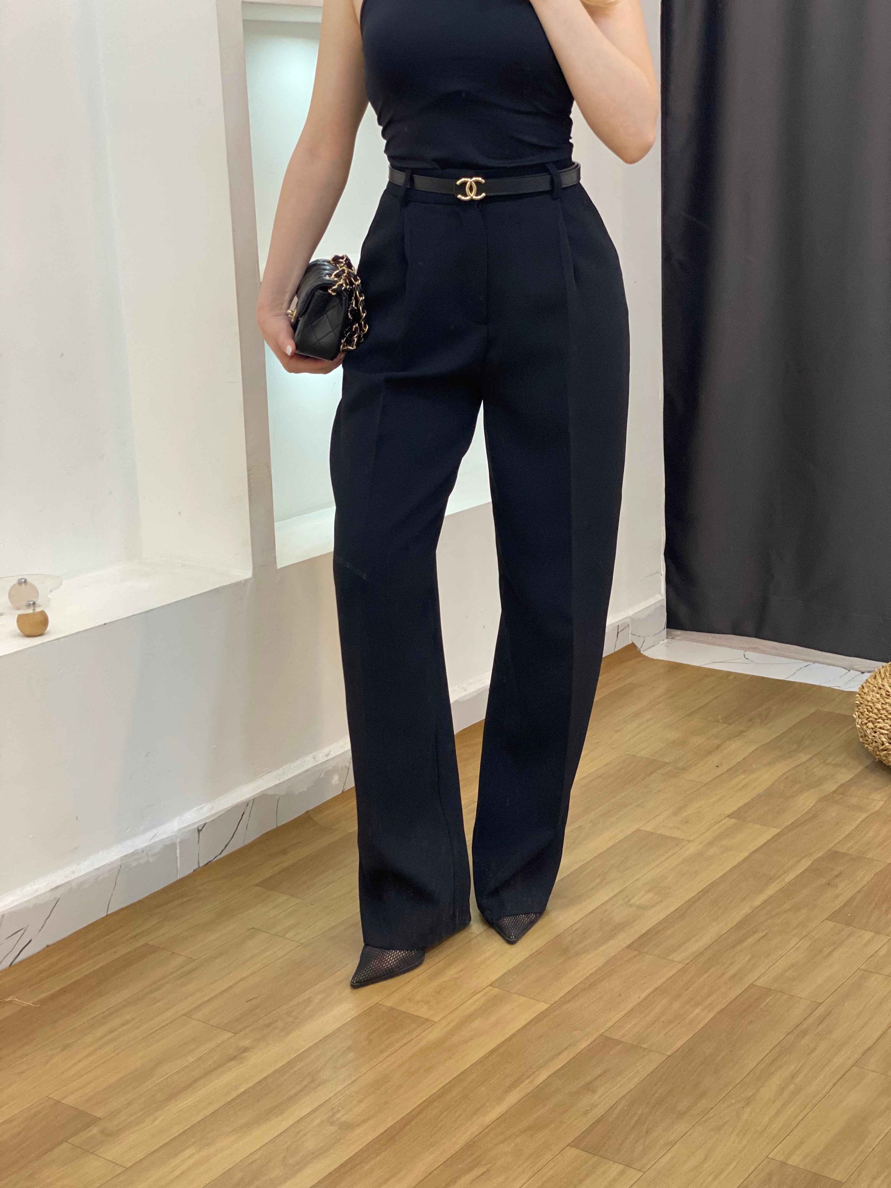 Perry Marka Premium Tok Dokulu Siyah Palazzo Pantolon