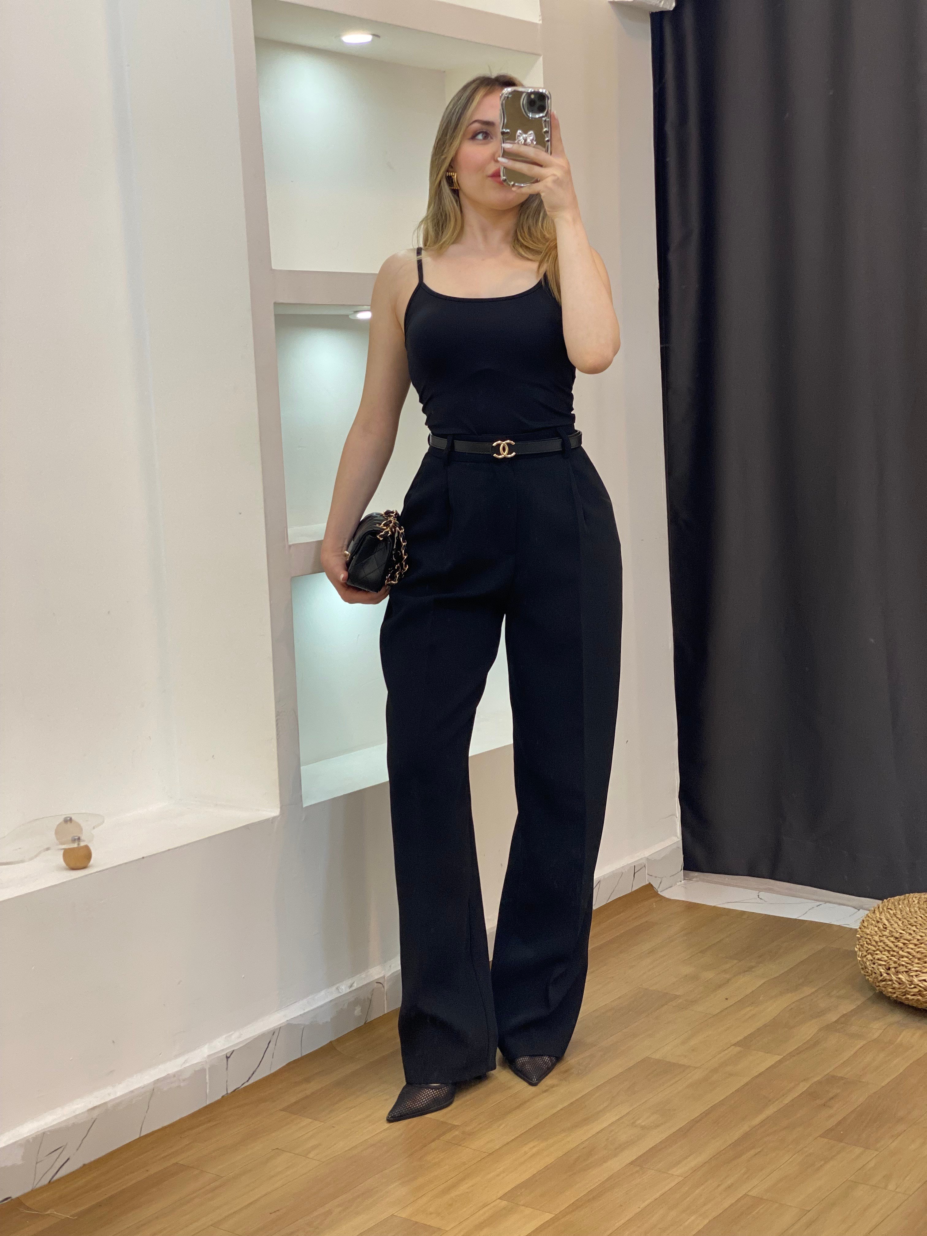 Perry Marka Premium Tok Dokulu Siyah Palazzo Pantolon
