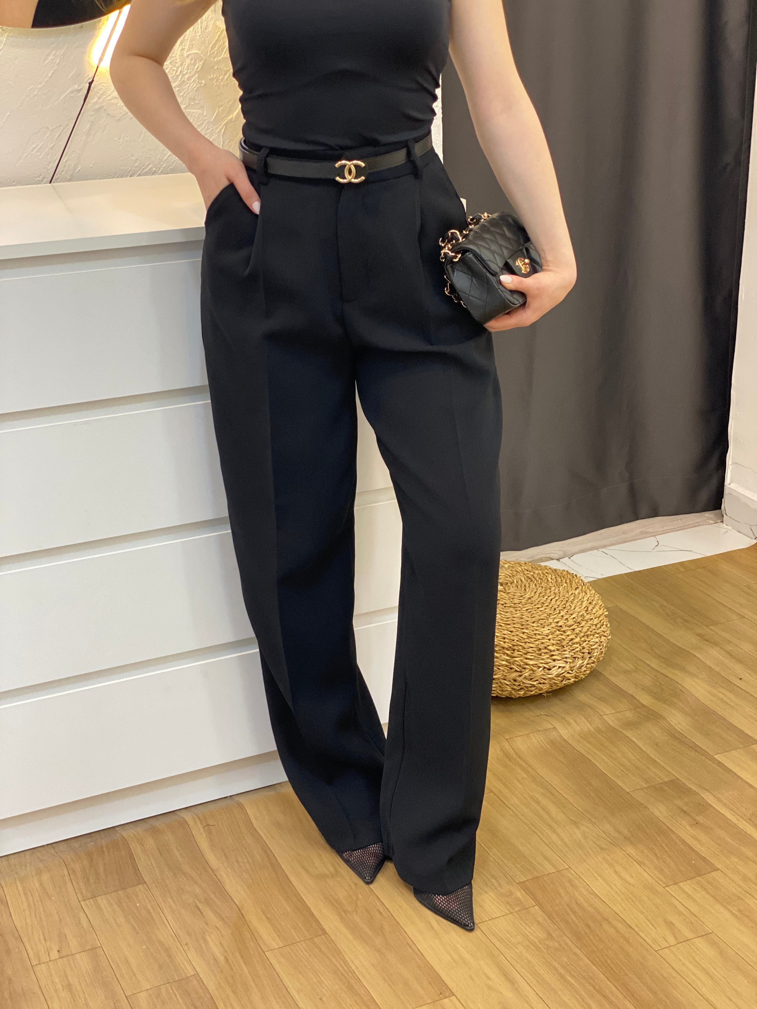 Perry Marka Premium Tok Dokulu Siyah Palazzo Pantolon
