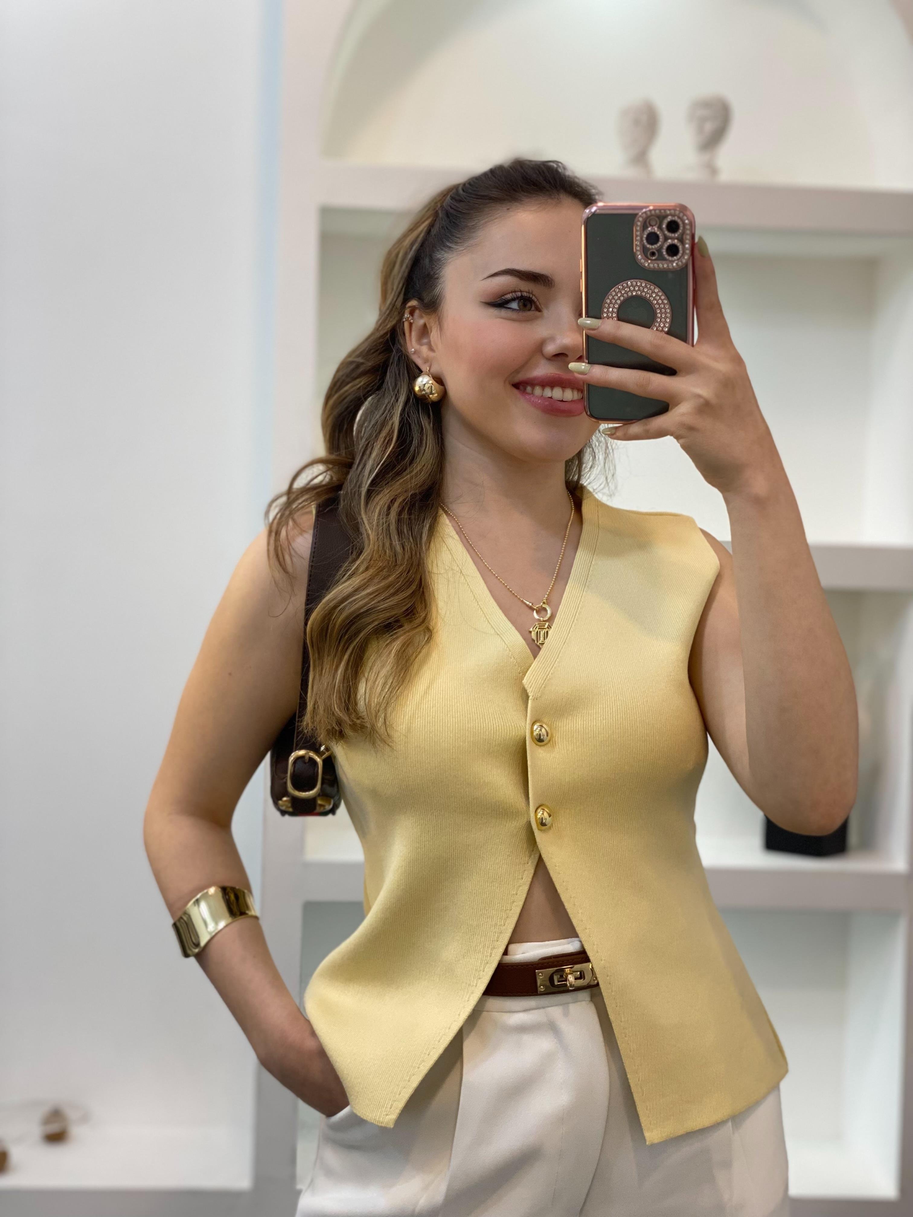 Sarı Q Marka Çelik Triko Yelek