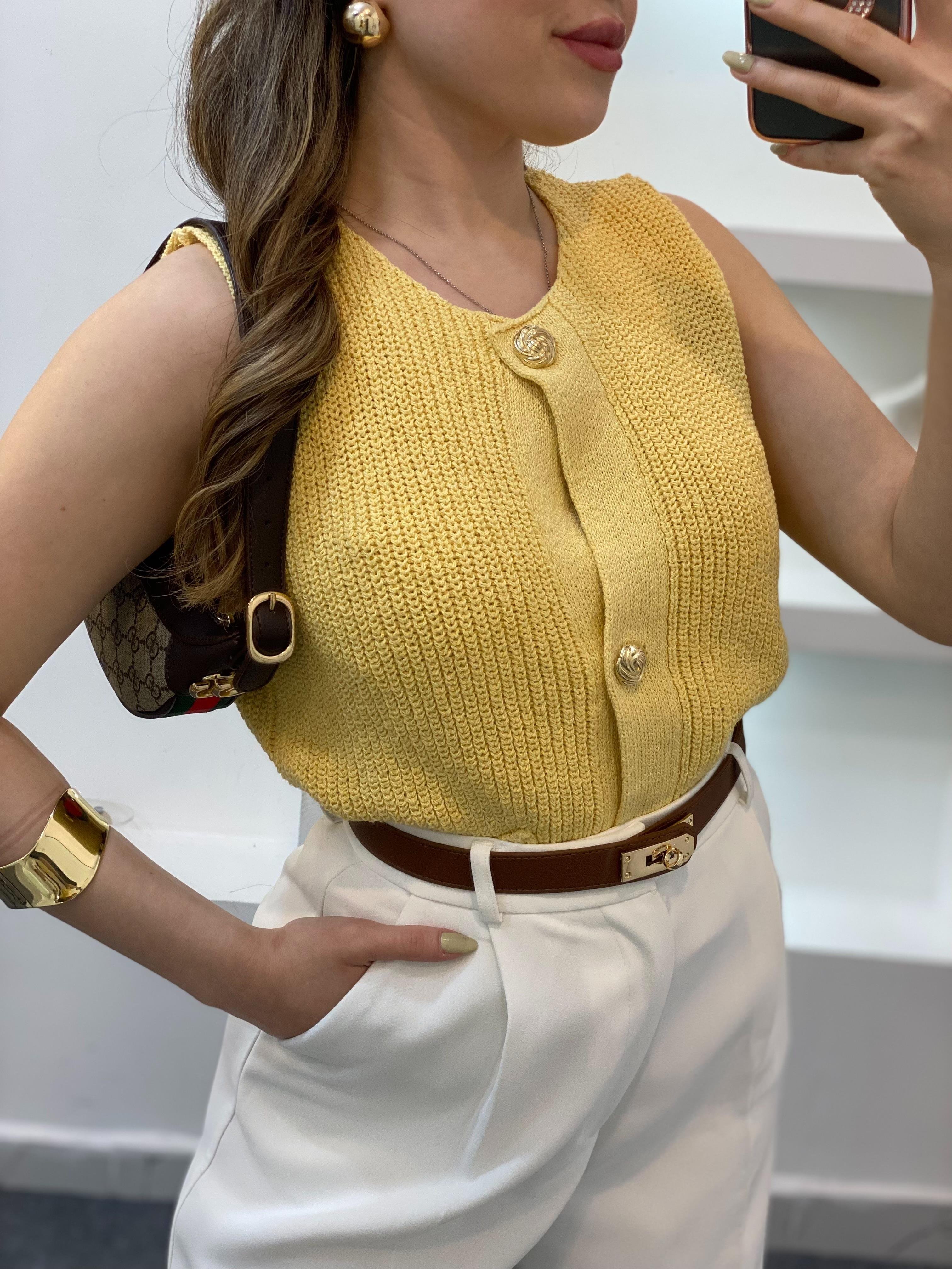 Sarı Q Marka Çelik Triko Yelek