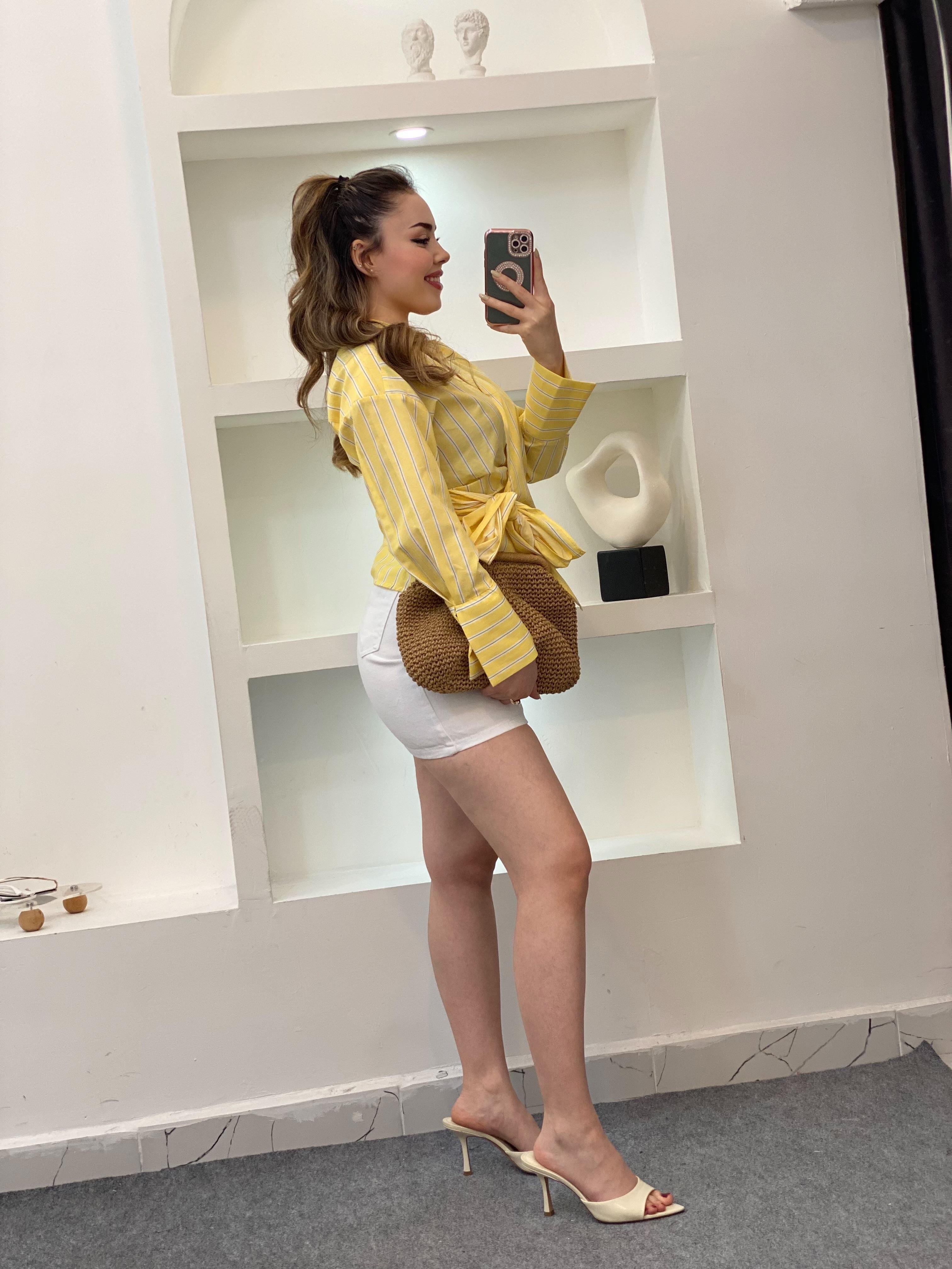 Sarı Quzu Marka Bağlamalı Model Gömlek 