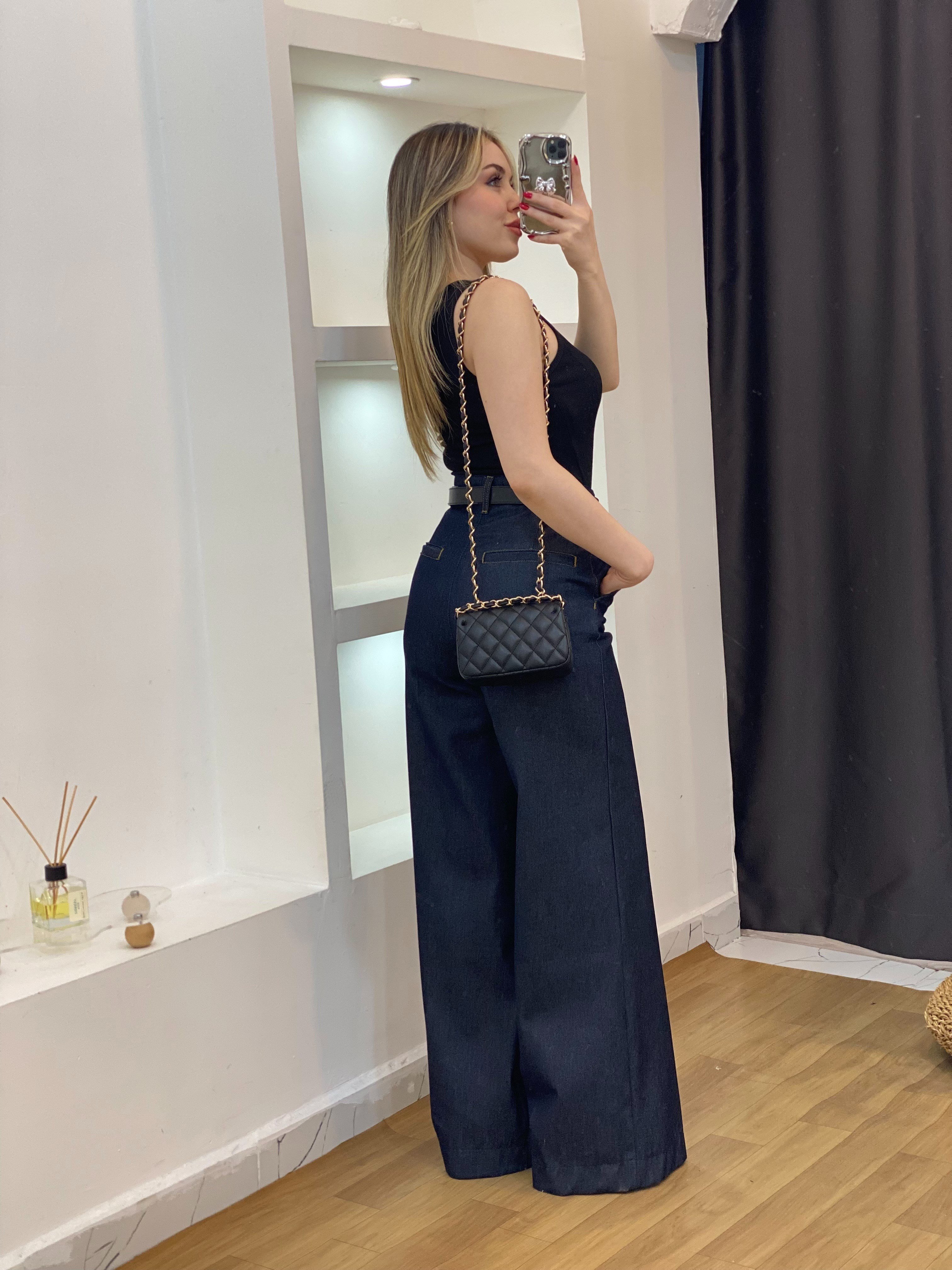 Siyah Düğmeli Fitilli Basic  Bluz