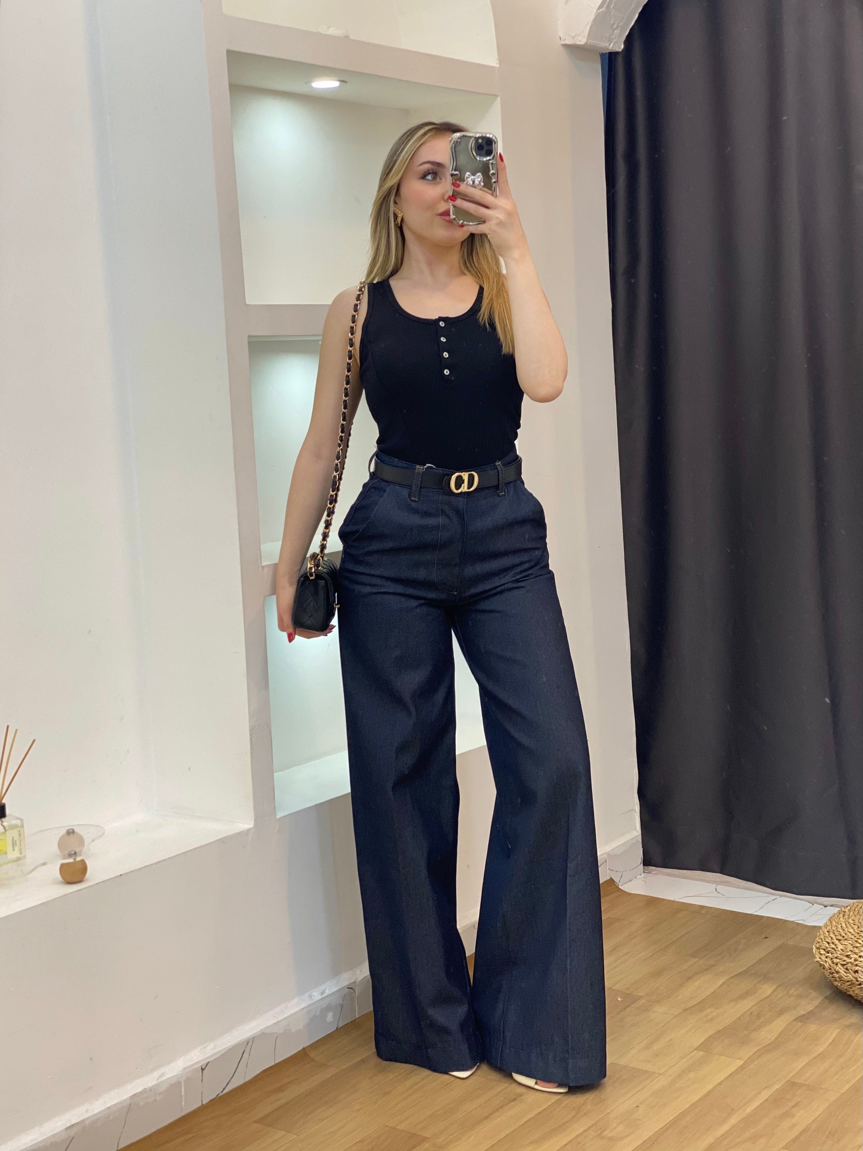 Siyah Düğmeli Fitilli Basic  Bluz