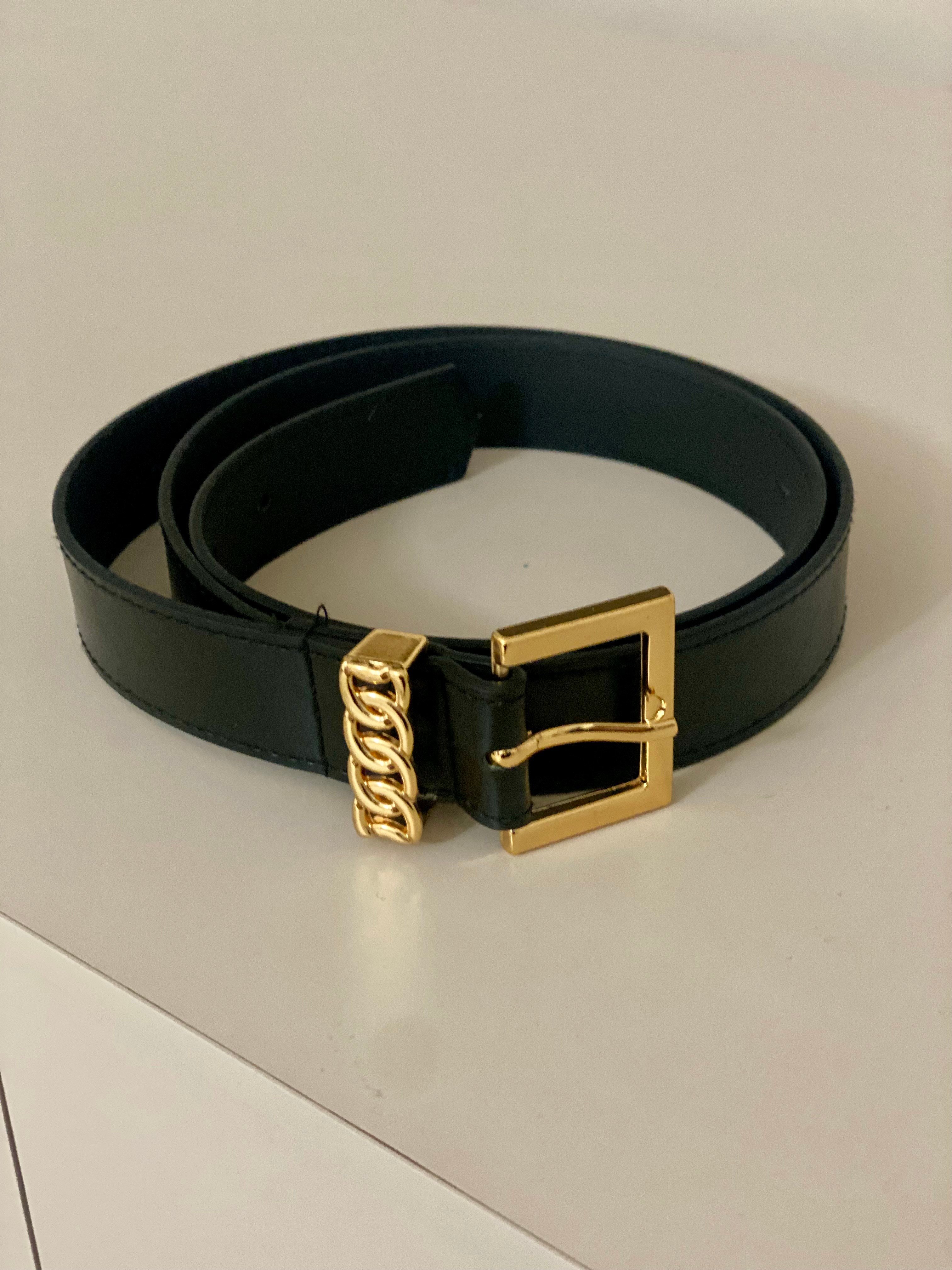 Siyah Gold Tokalı Deri Kemer