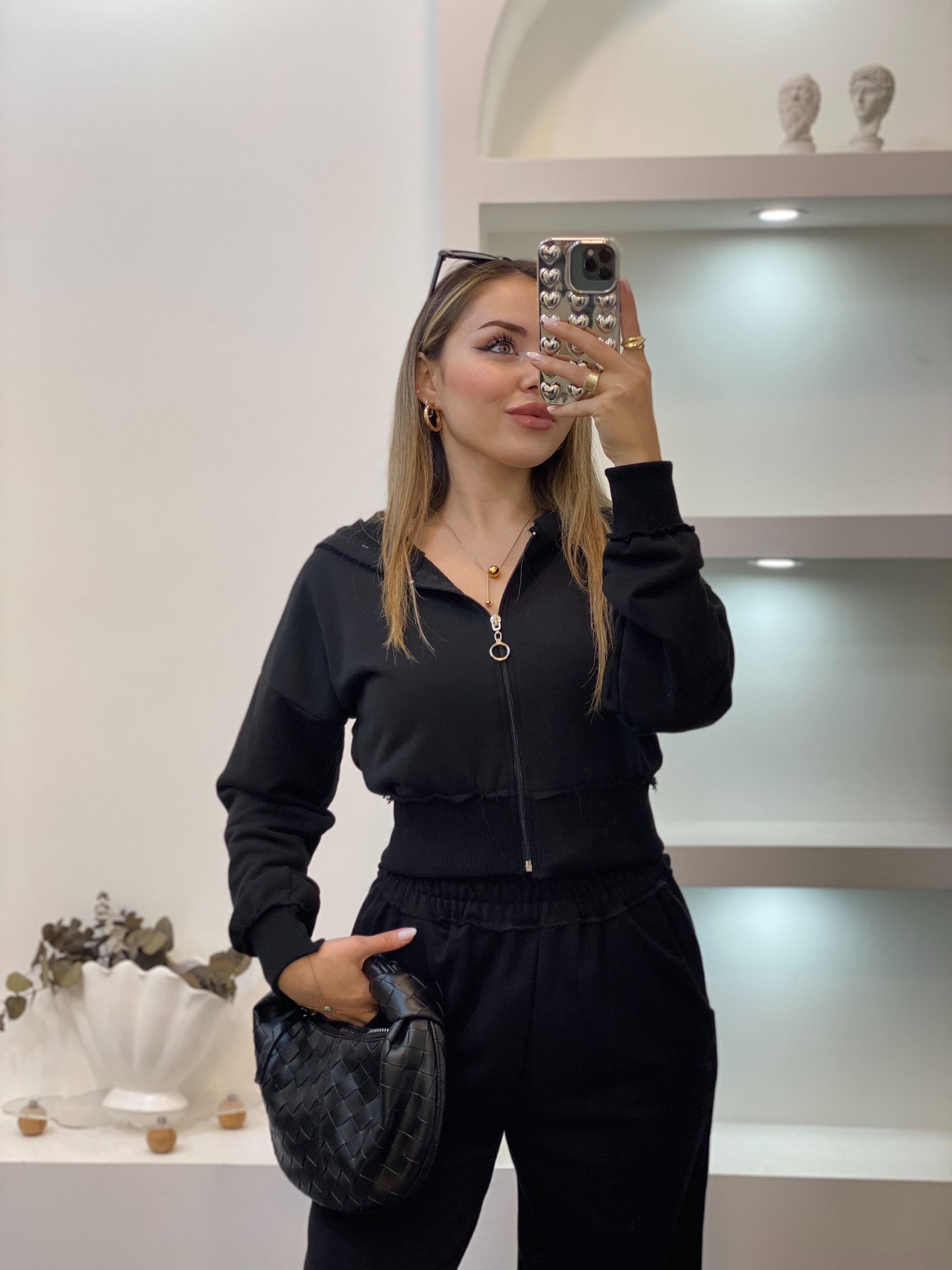 Siyah Kapşonlu Model Eşofman Takım