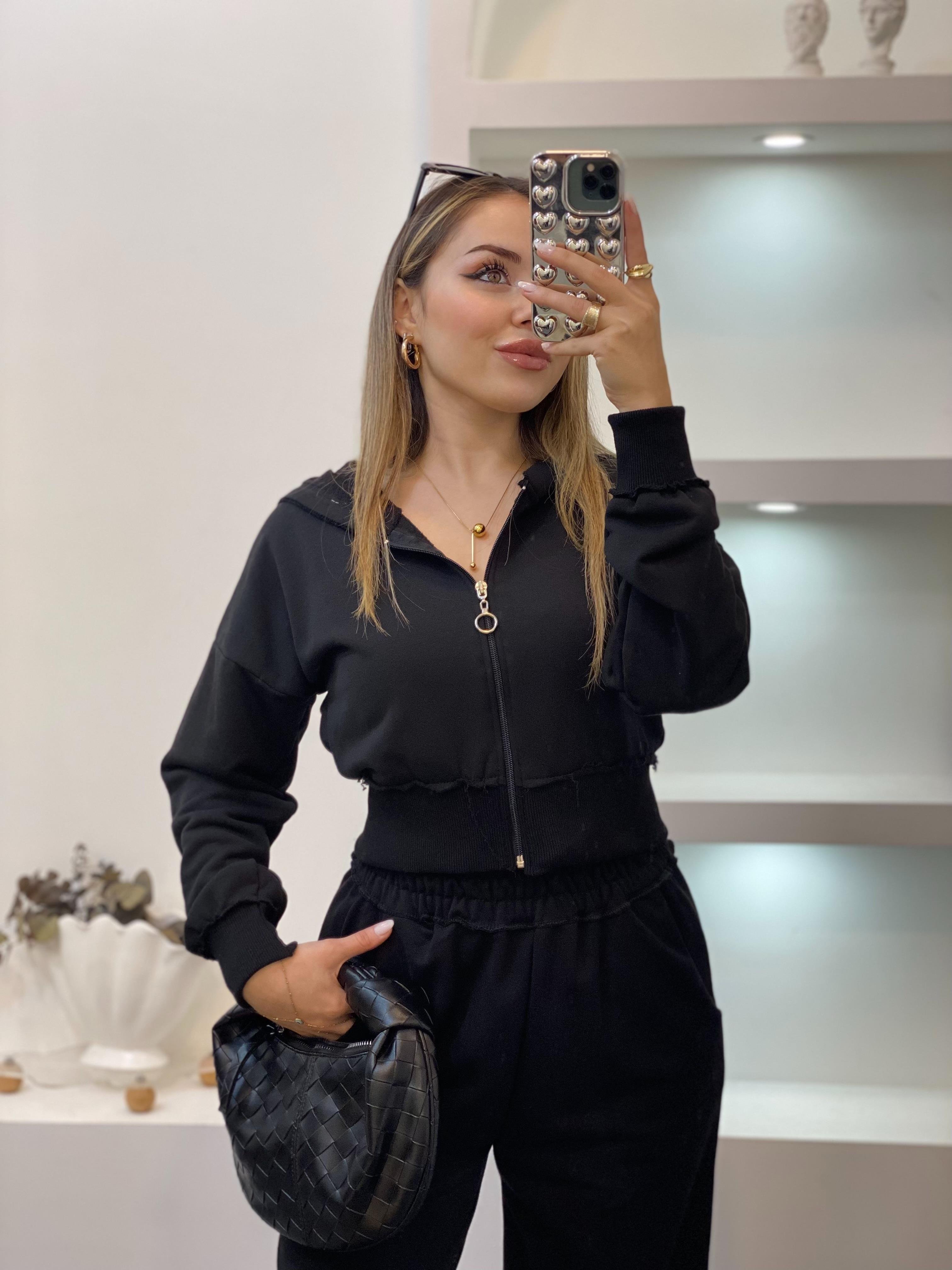 Siyah Kapşonlu Model Eşofman Takım