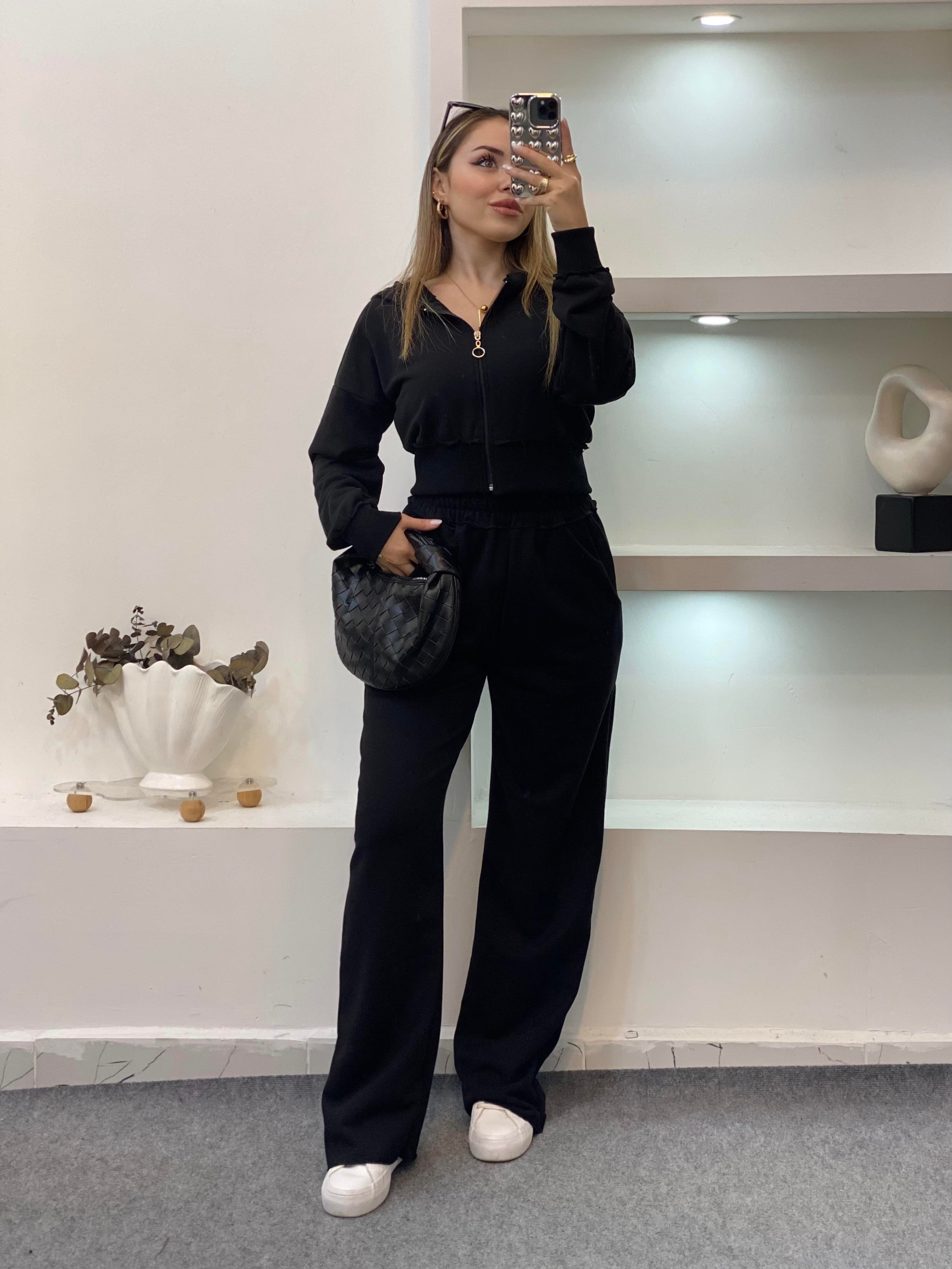 Siyah Kapşonlu Model Eşofman Takım