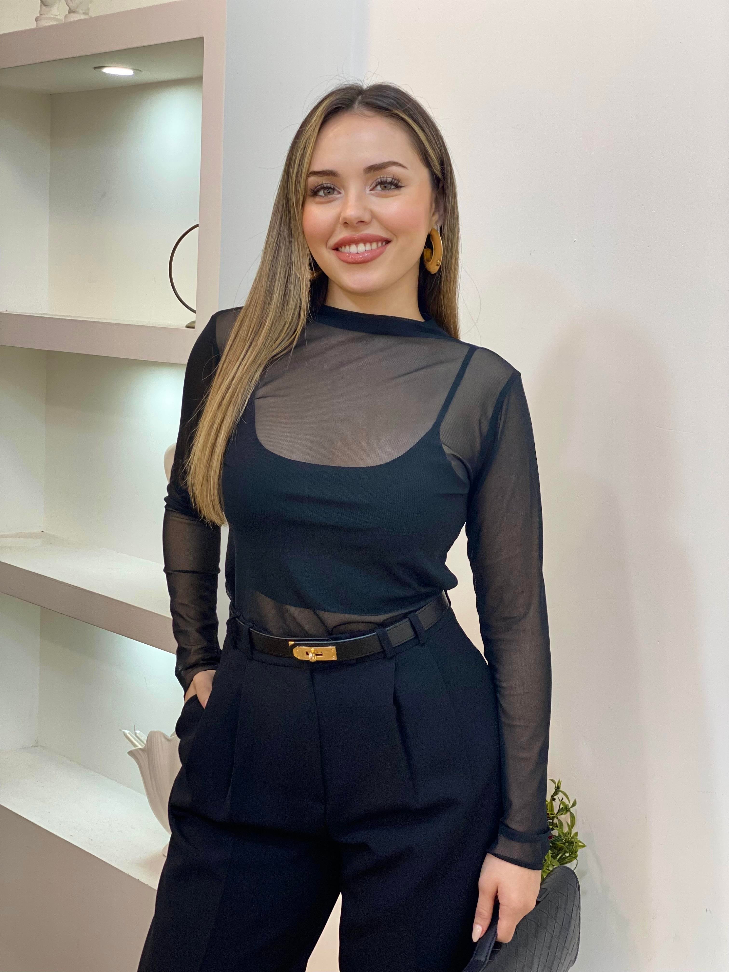 Siyah Tül Bluz