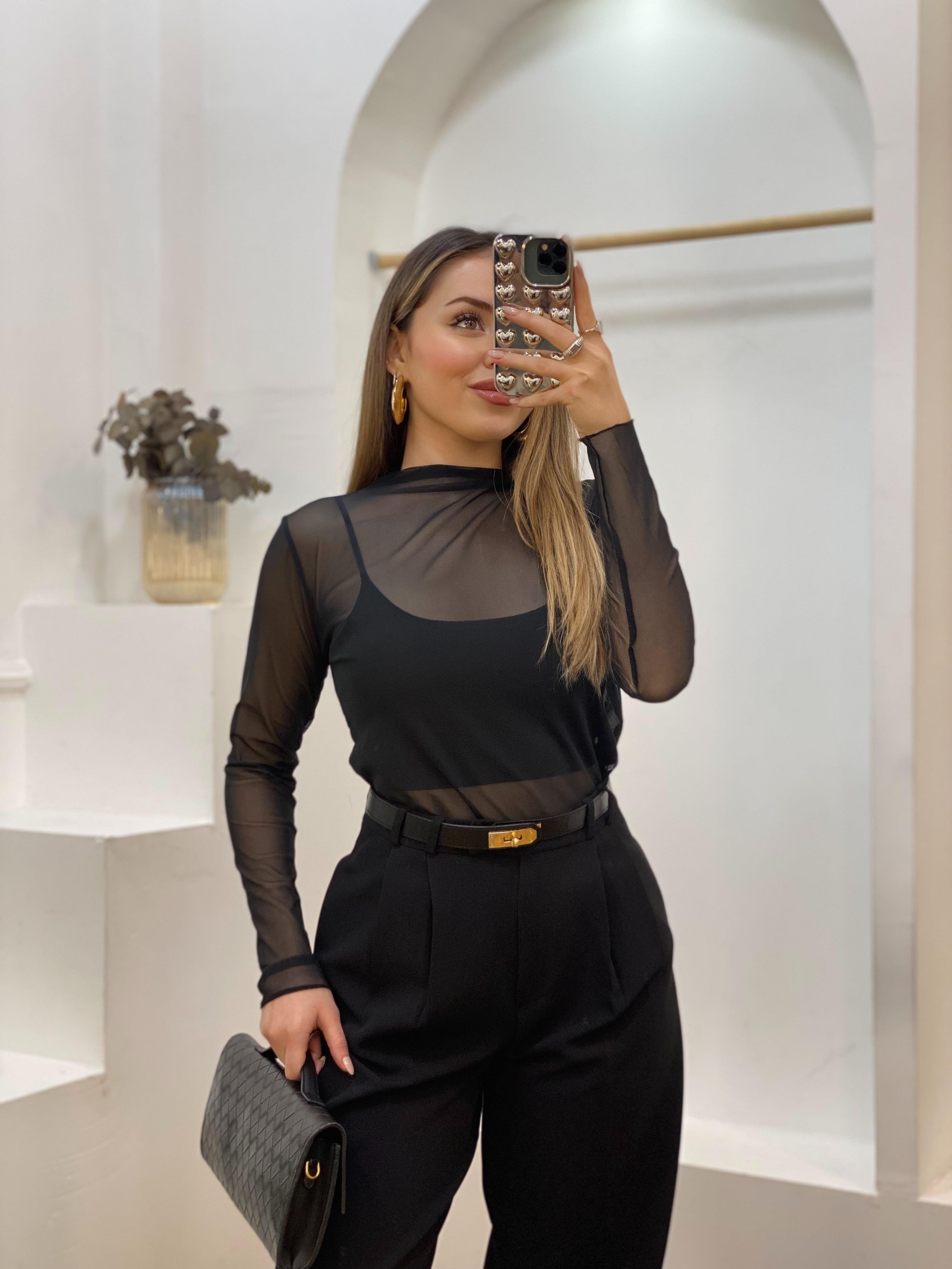 Siyah Tül Bluz