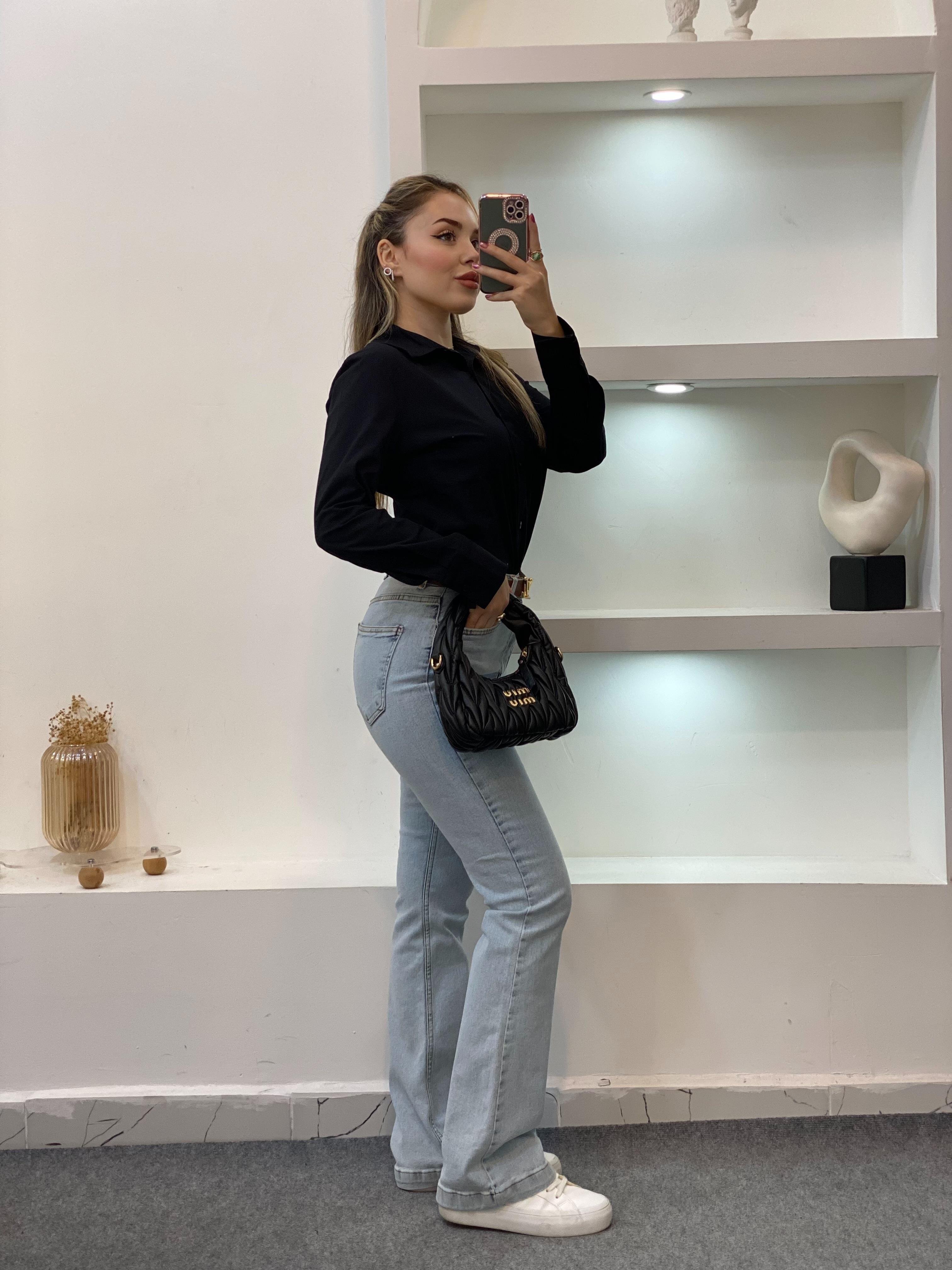 Siyah Uzun Kol Fit Gömlek 