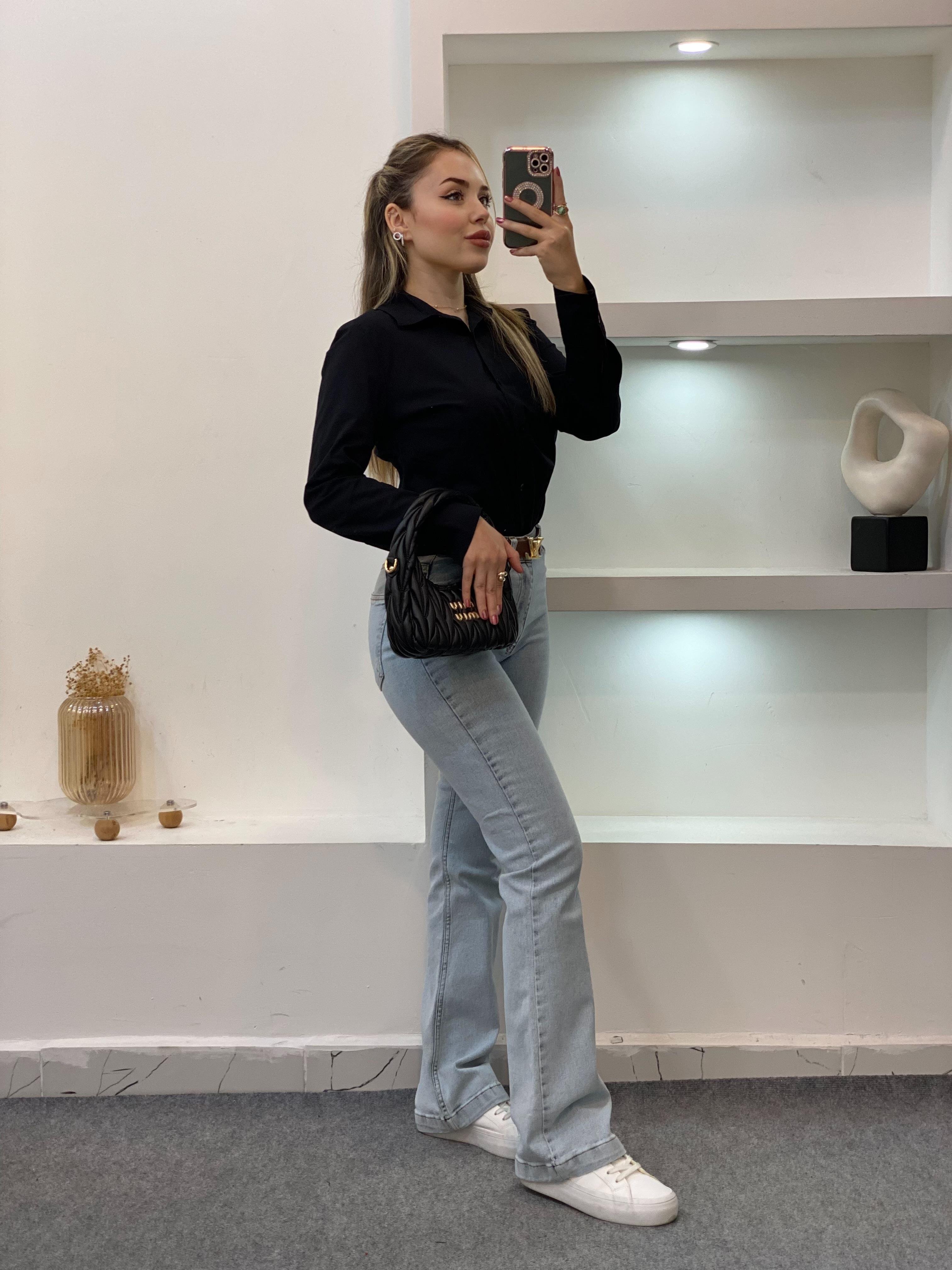 Siyah Uzun Kol Fit Gömlek 