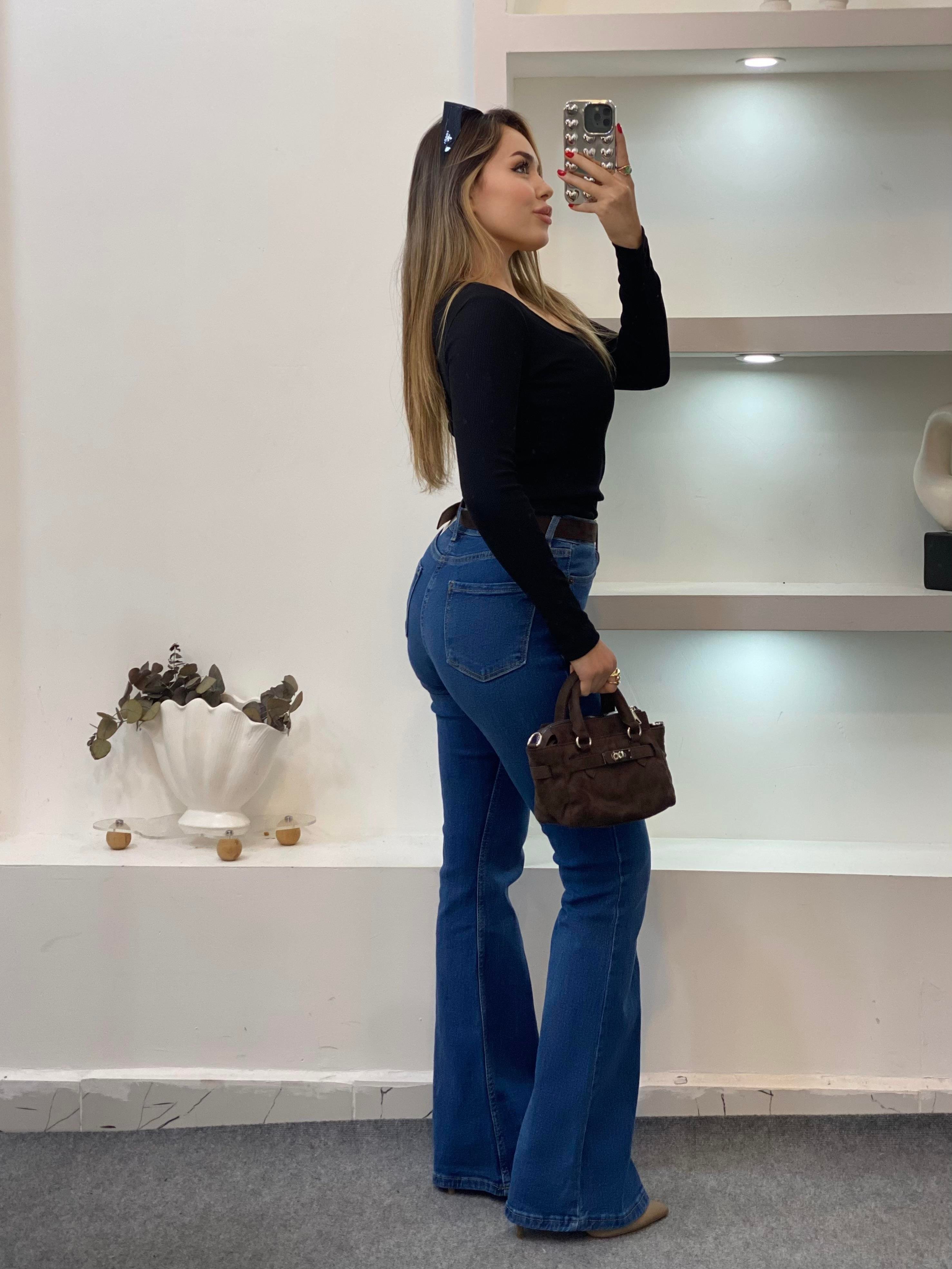Siyah V Model Fitilli Basic Bluz