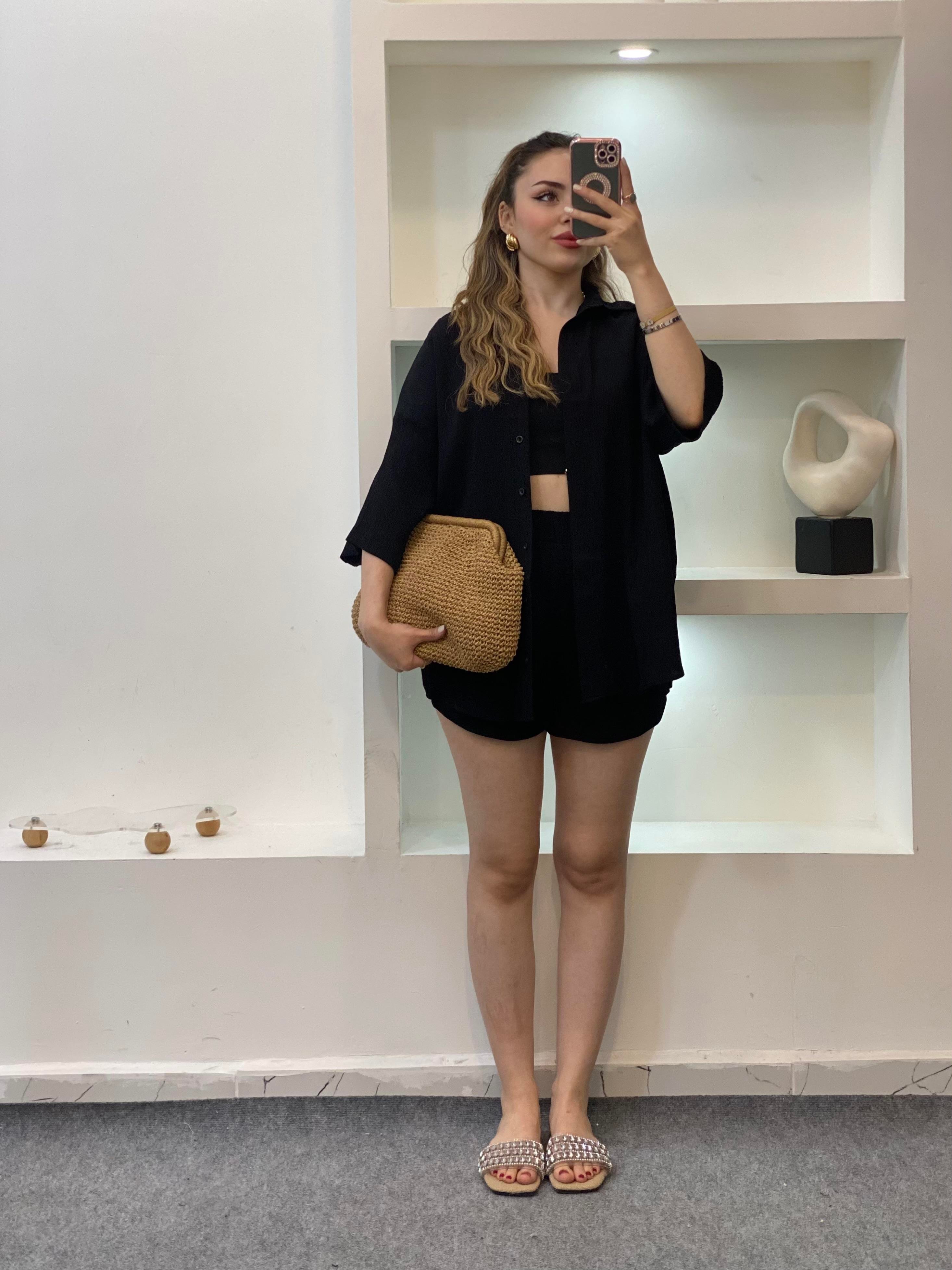 Siyah Valeur Marka Şortlu Takım