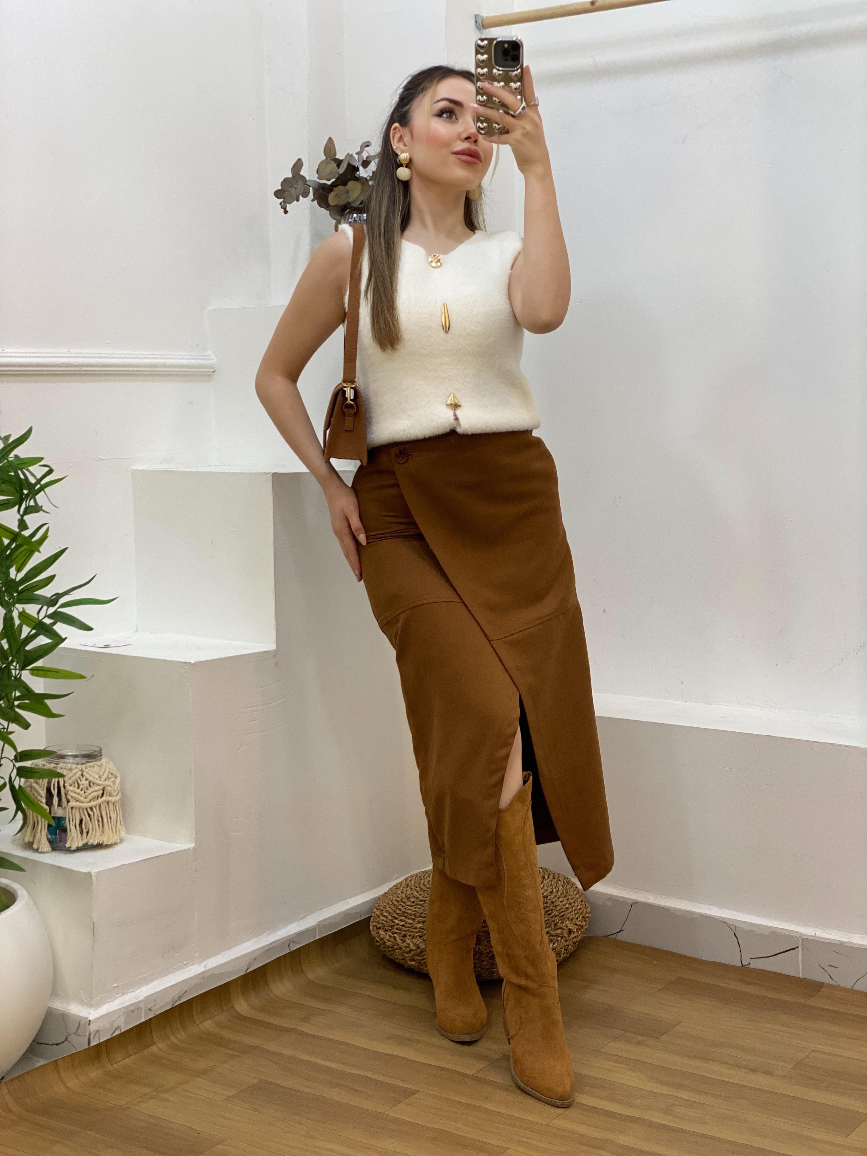 Taba Süet Anvelop Etek