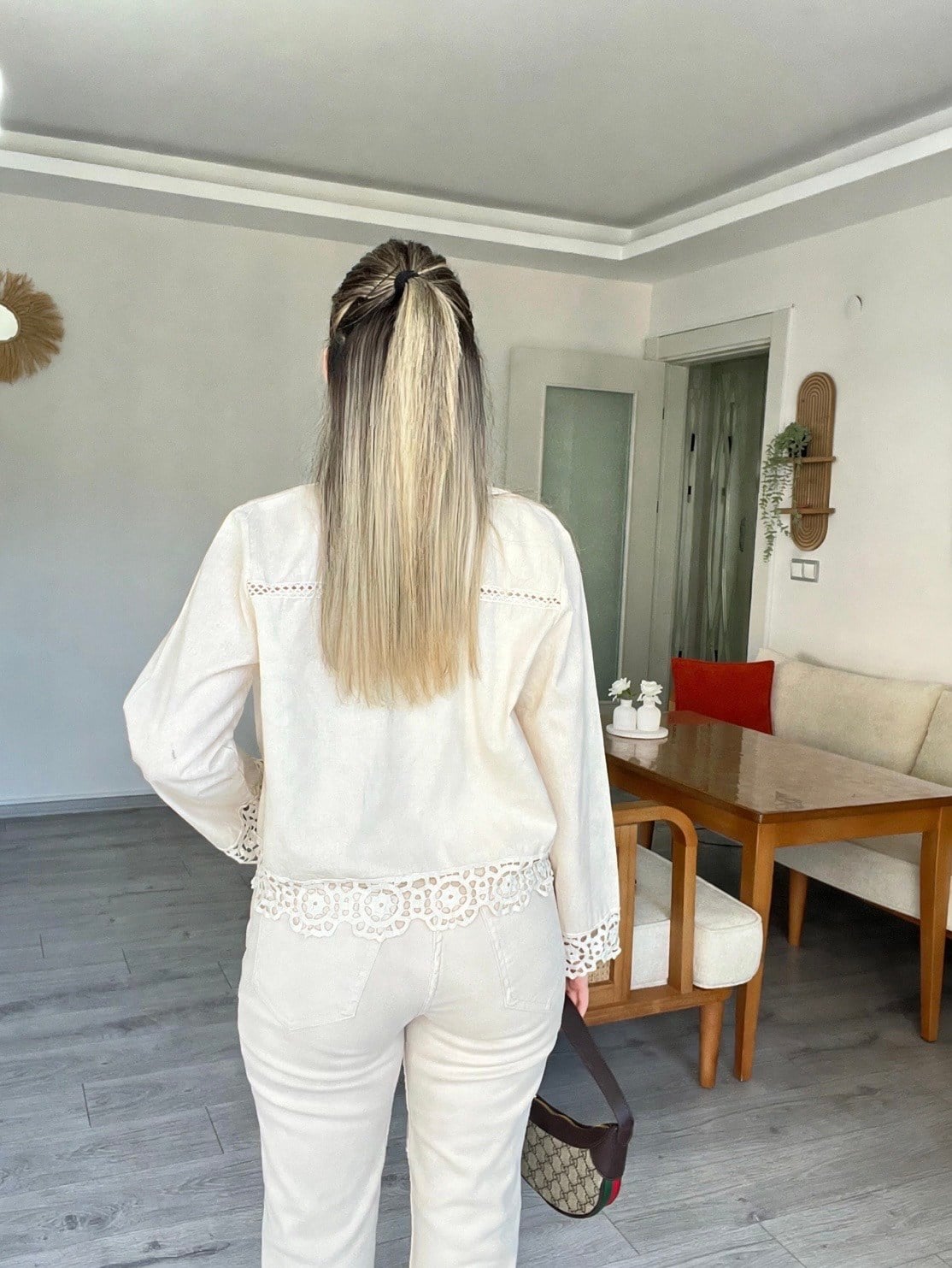 Tasarım Bej Motifli Ceket