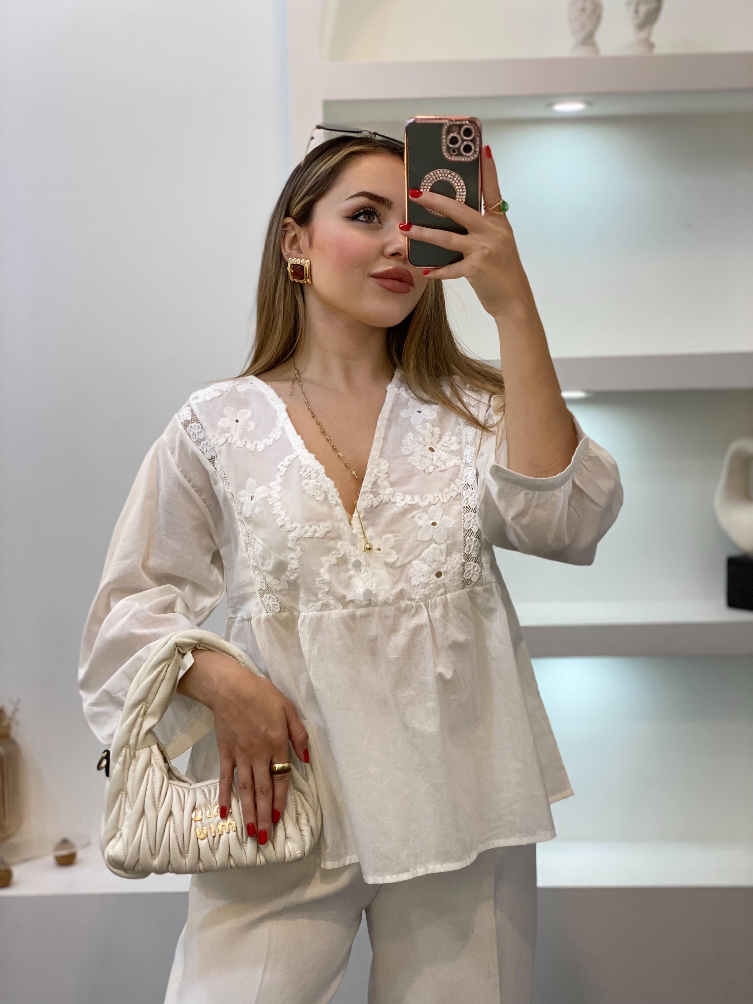 Tasarım Nakışlı Bohem Bluz