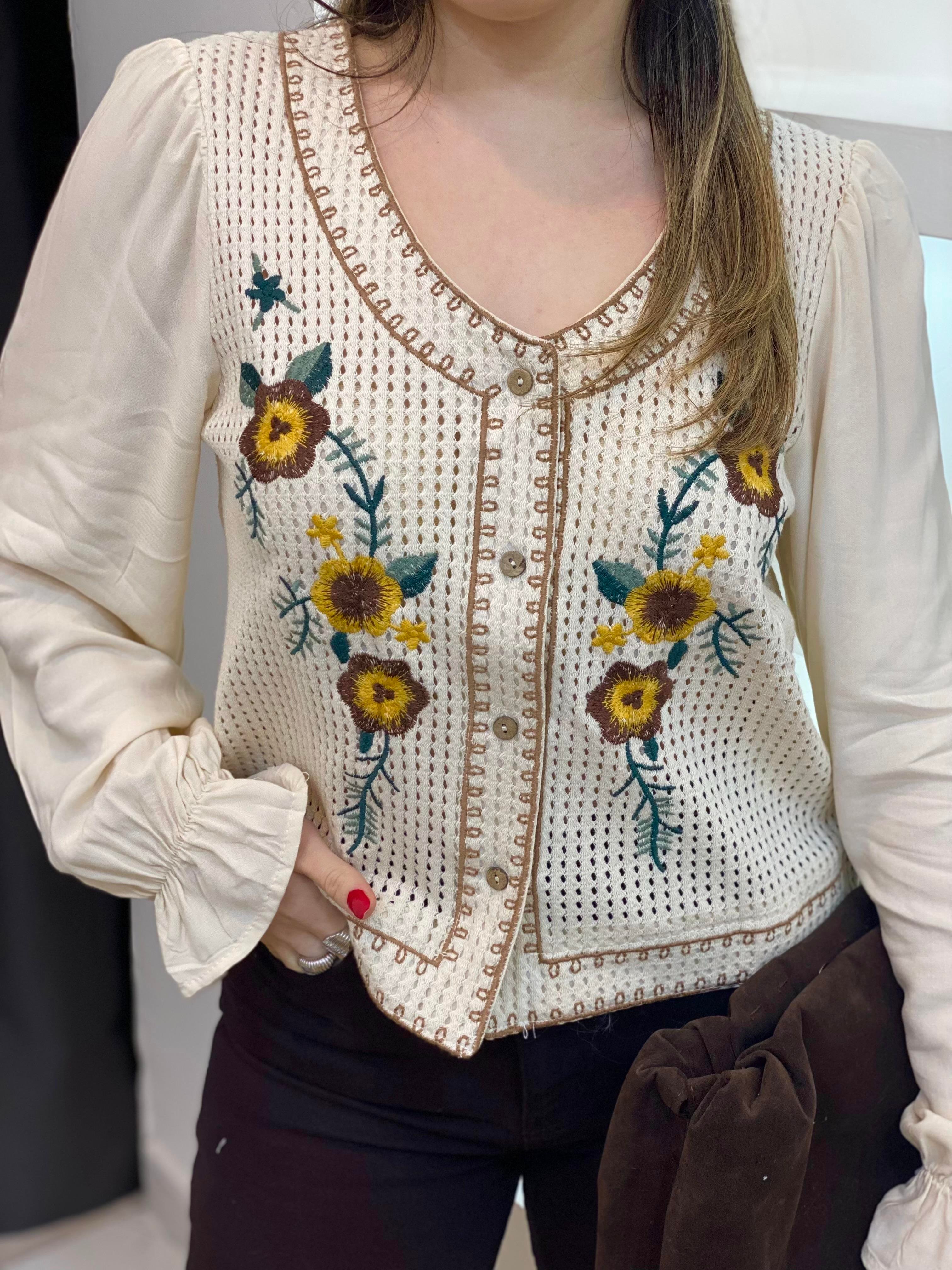 Tasarım Nakışlı Model Kolları Poplin Elit Triko Hırka 