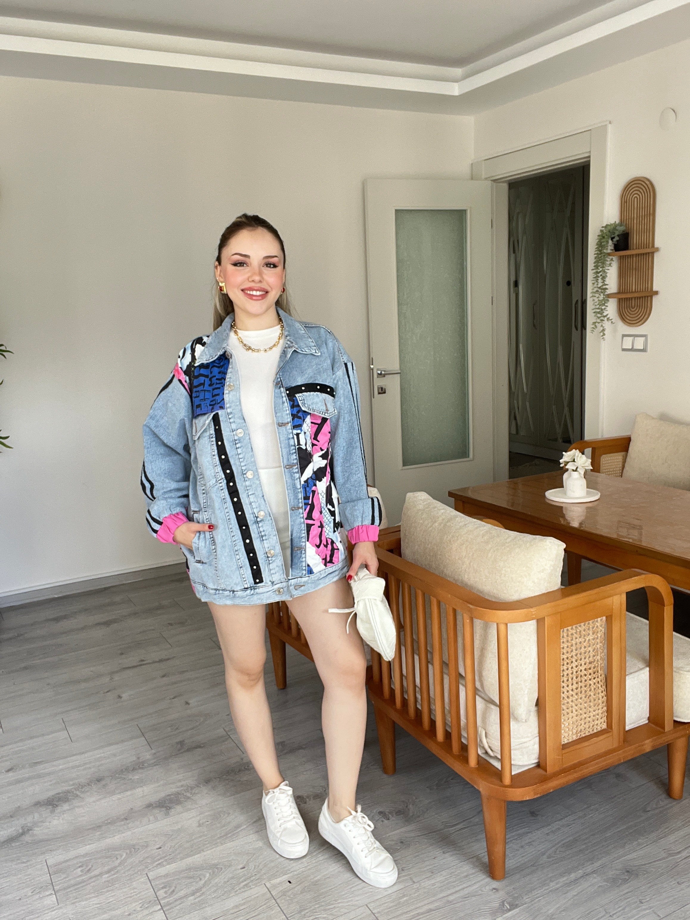 Tasarım Premium Kalite Renkli Kot Ceket