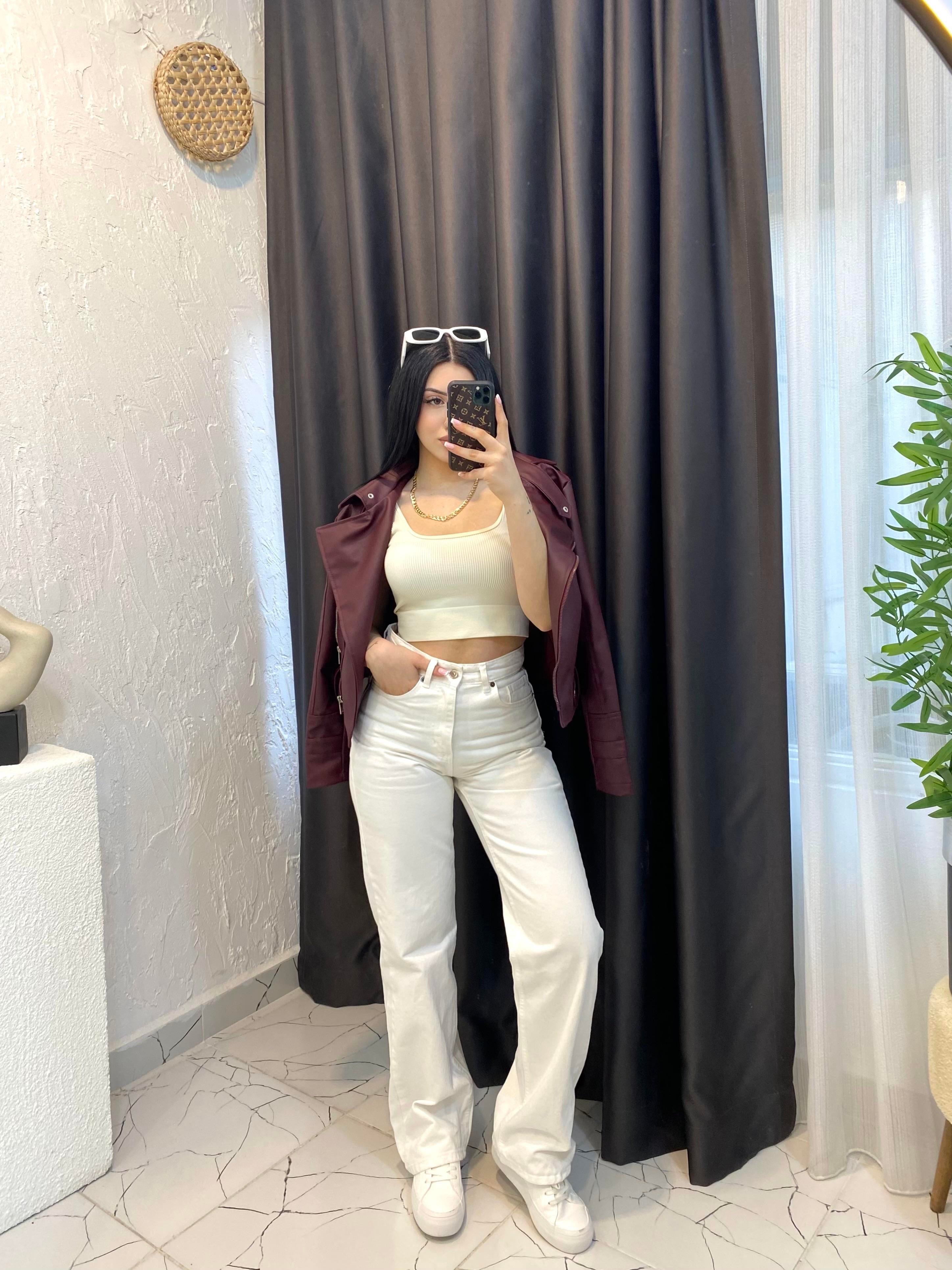 ZR Marka Beyaz Straight Jean 