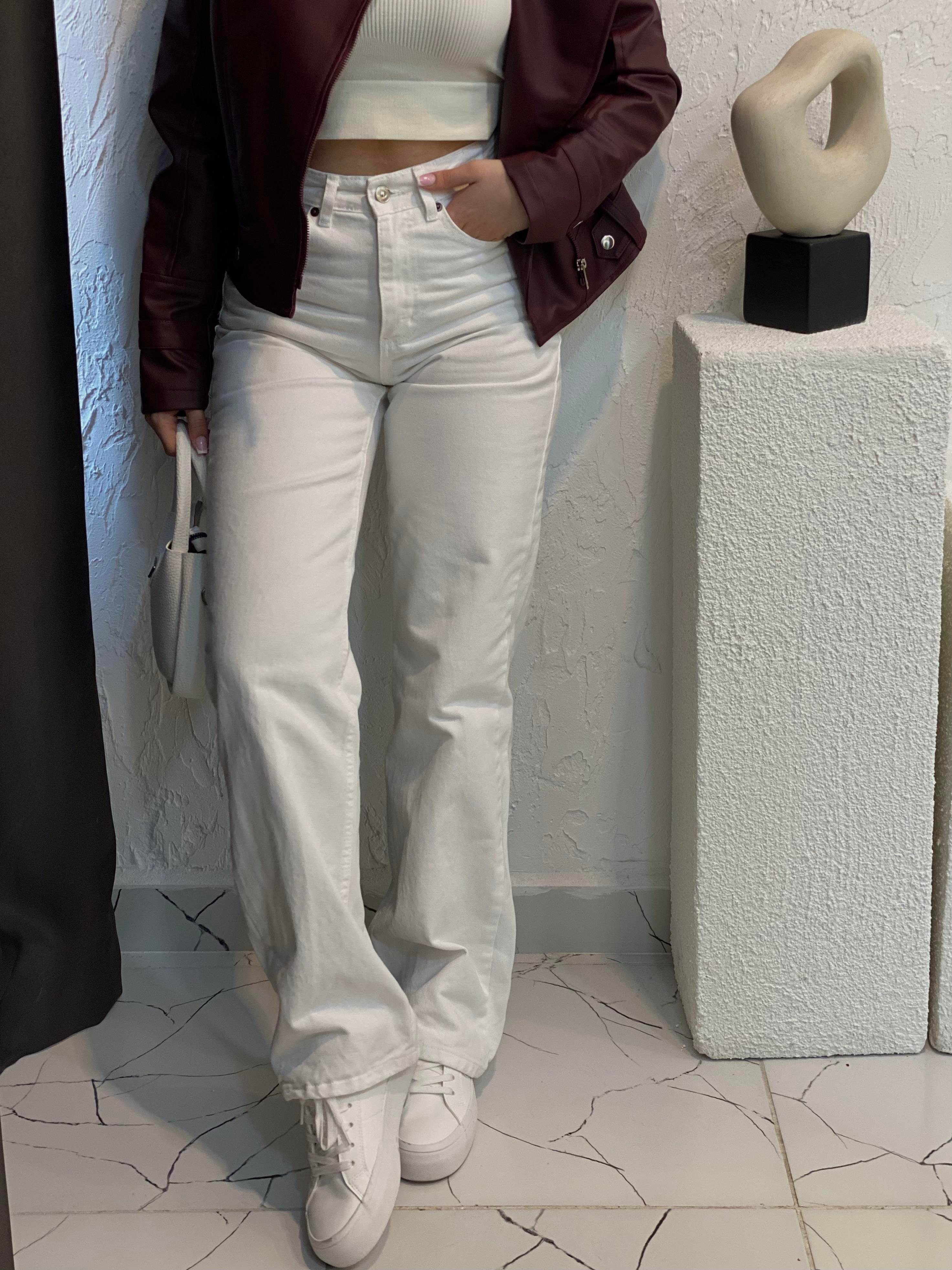 ZR Marka Beyaz Straight Jean 