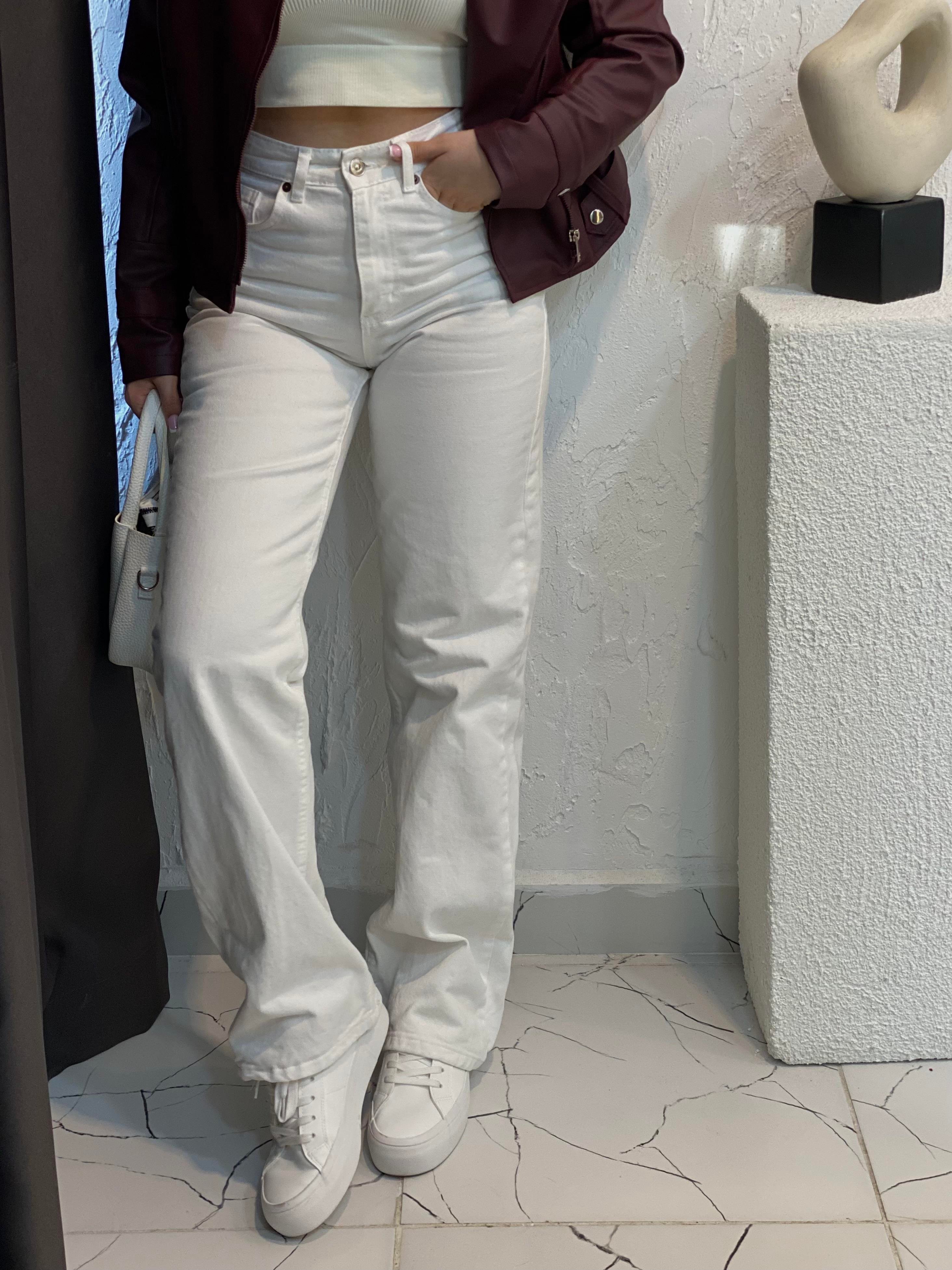 ZR Marka Beyaz Straight Jean 