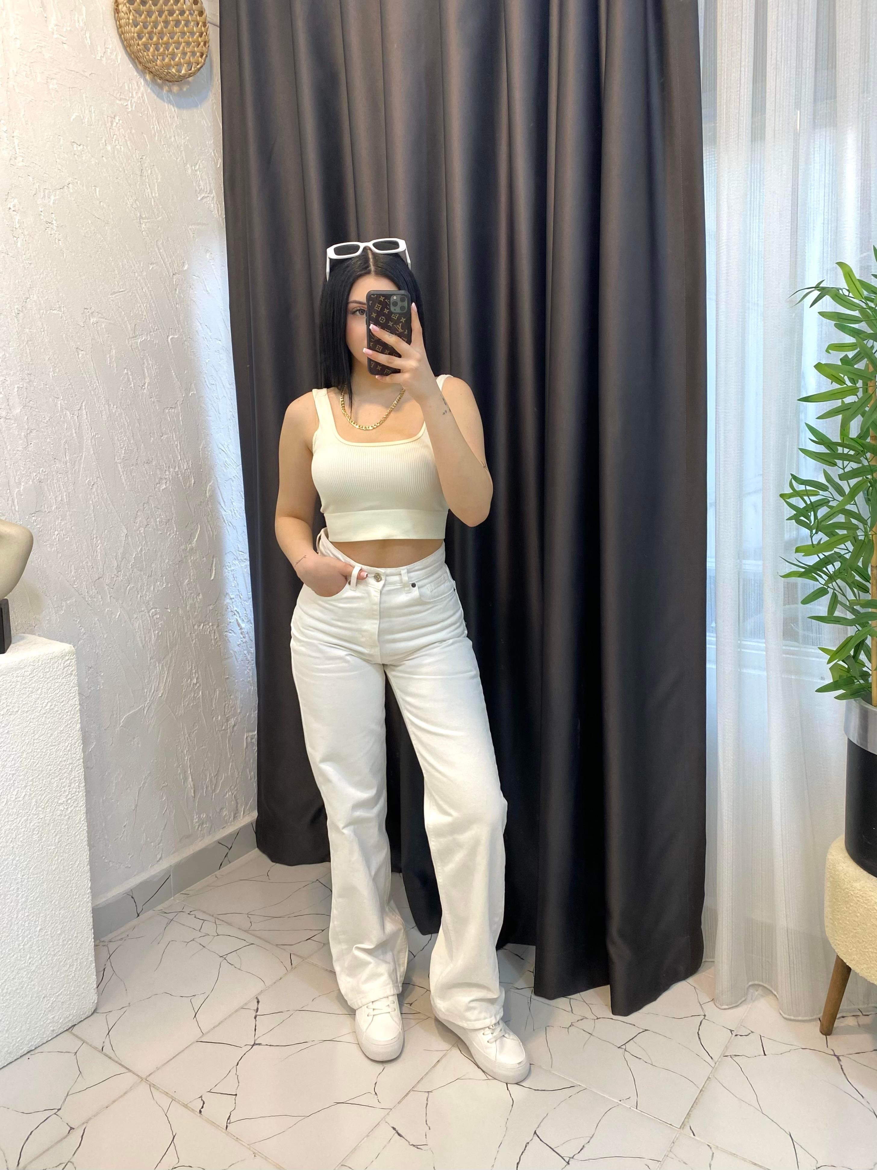 ZR Marka Beyaz Straight Jean 