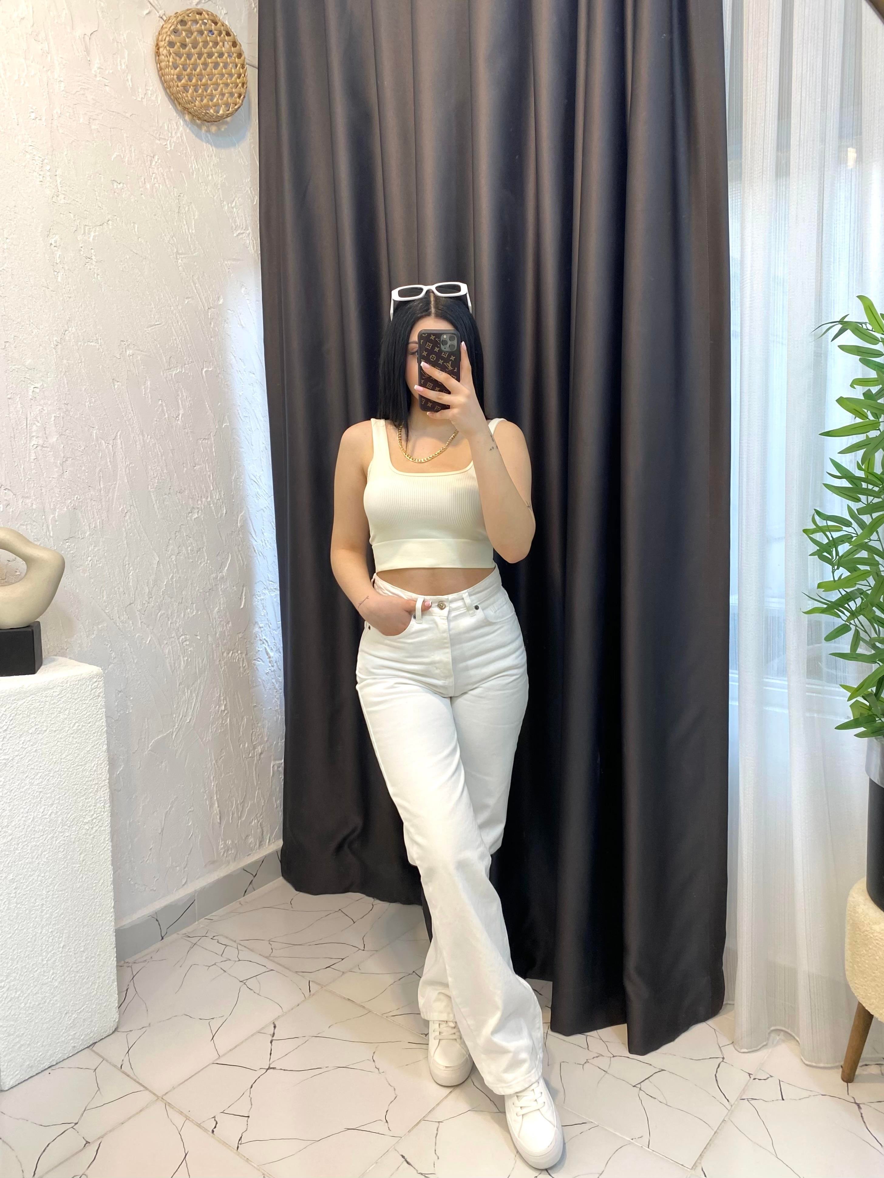 ZR Marka Beyaz Straight Jean 