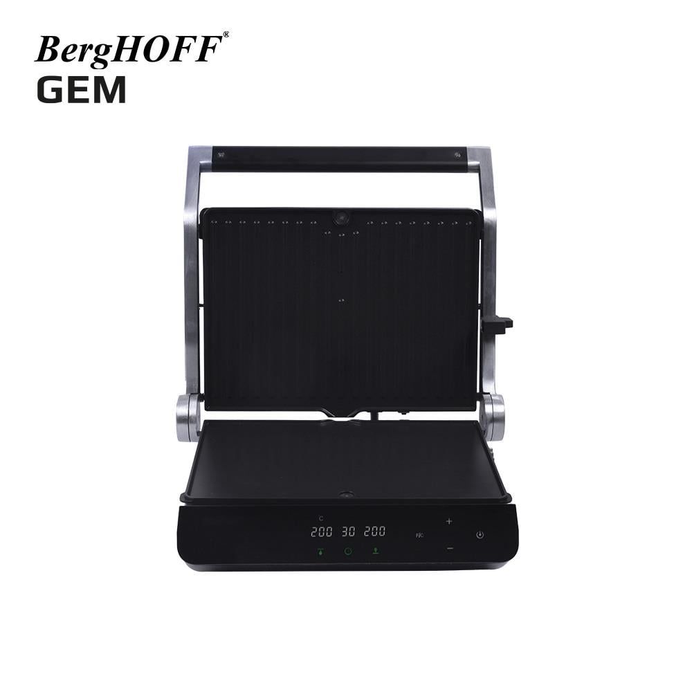 Berghoff Gem Titan Siyah Çelik Kapaklı Contact Izgara ve Tost Makinesi