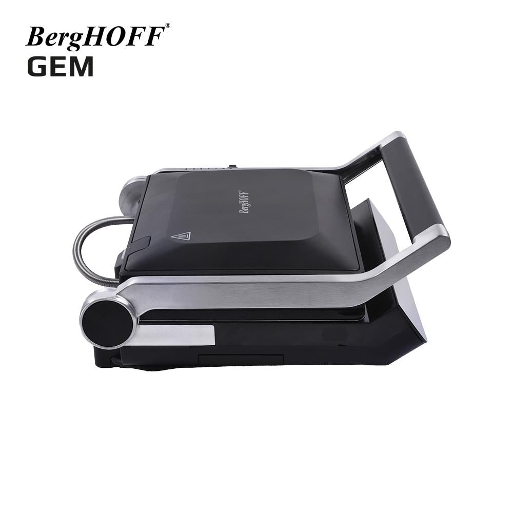 Berghoff Gem Titan Siyah Çelik Kapaklı Contact Izgara ve Tost Makinesi