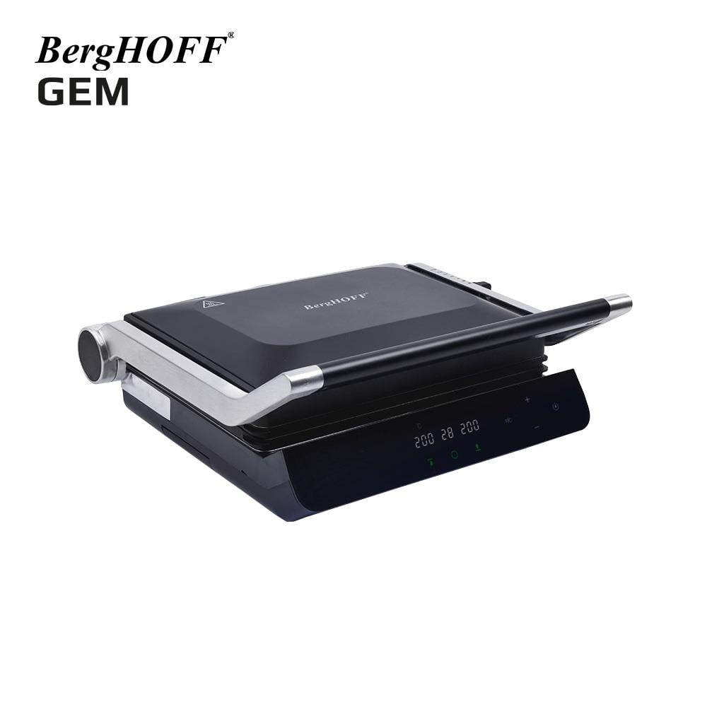Berghoff Gem Titan Siyah Çelik Kapaklı Contact Izgara ve Tost Makinesi