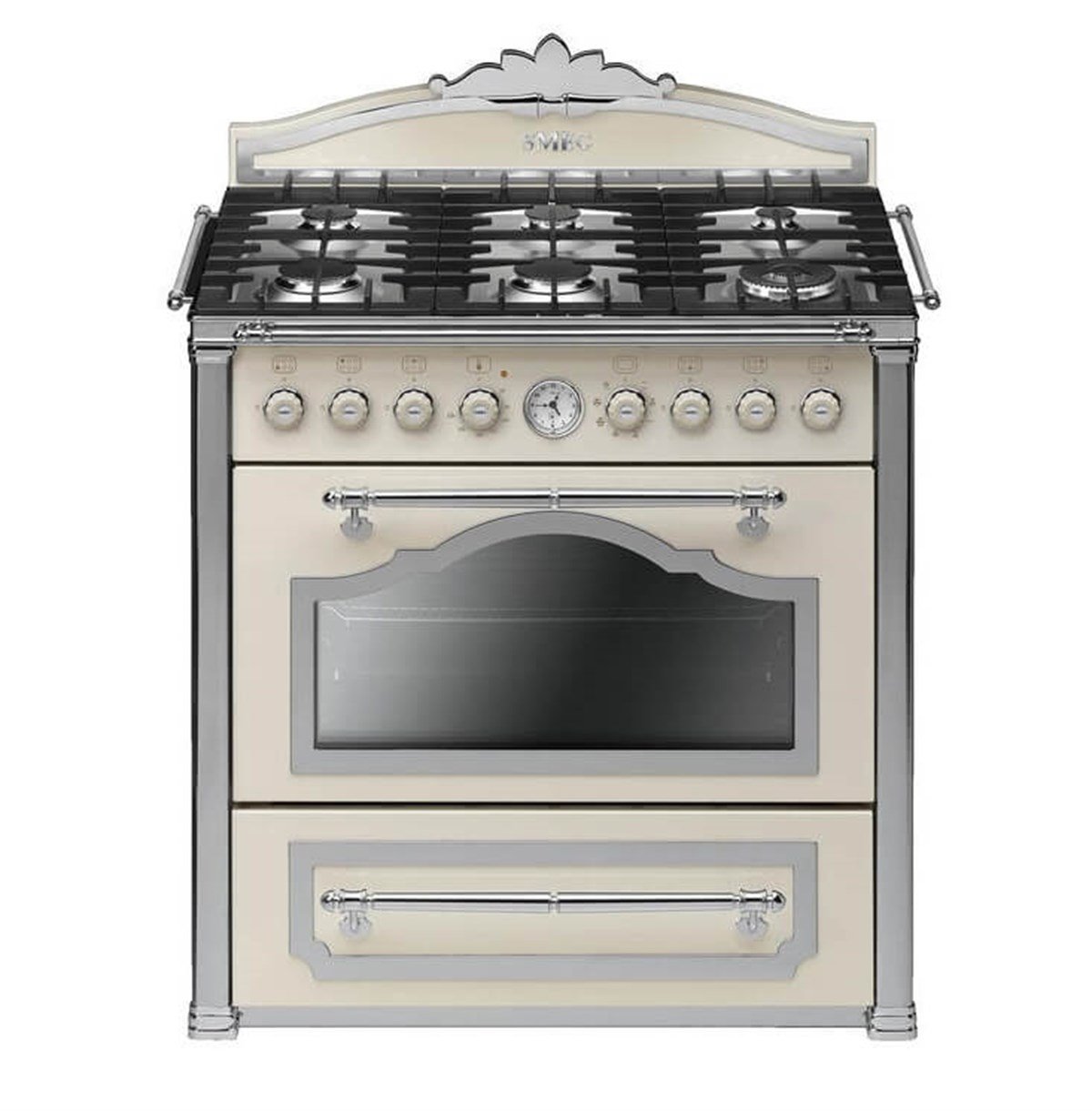 SMEG CC9GPX COTRİNA GÜMÜŞ ESTETİK KREM 90 CM KUZİNE FIRIN