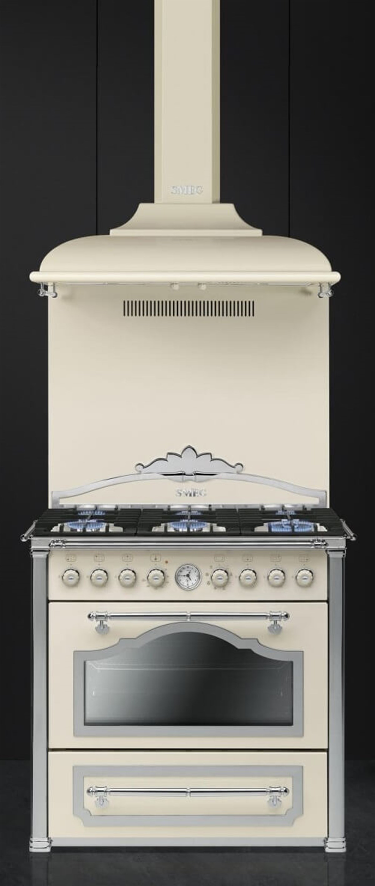 SMEG CC9GPX COTRİNA GÜMÜŞ ESTETİK KREM 90 CM KUZİNE FIRIN