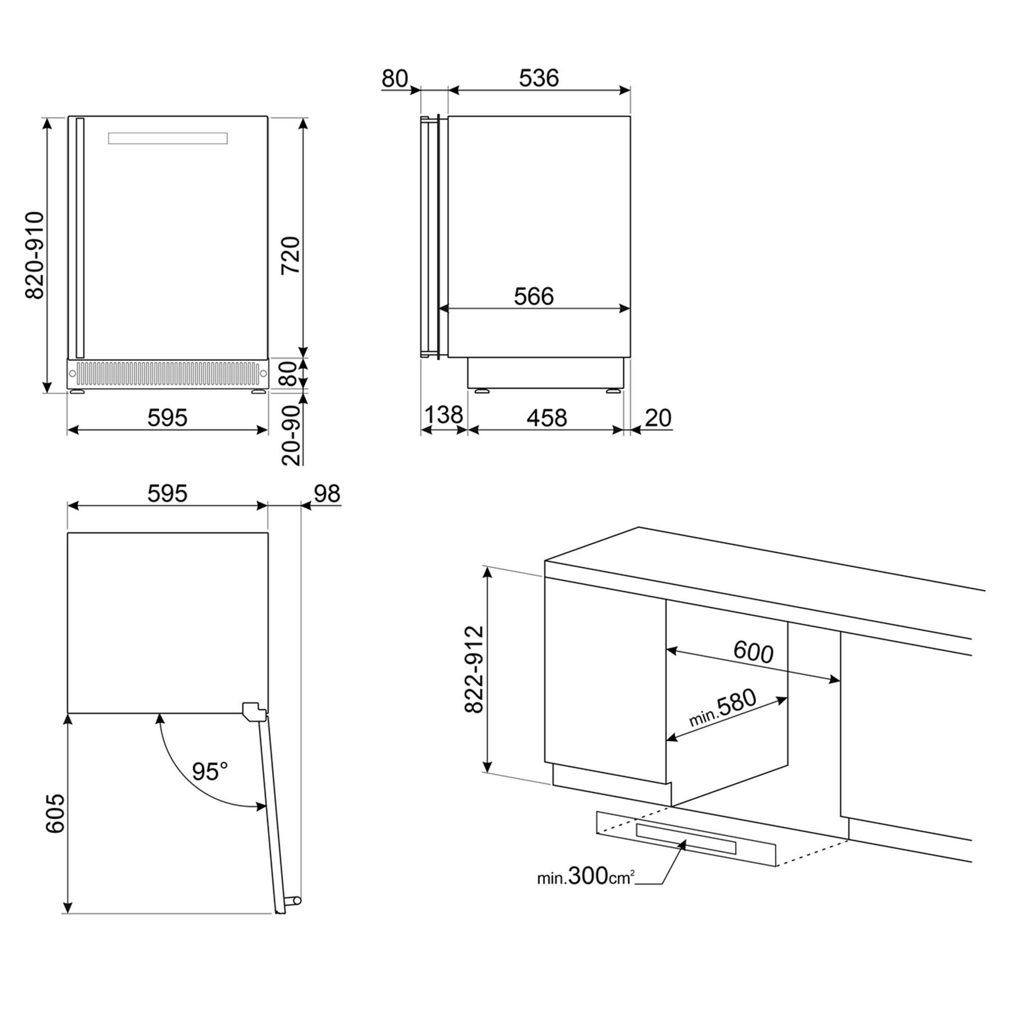 SMEG CVI138RG CVI138LG LİNEA NEPTUNE GREY ANKASTRE ŞARAP DOLABI