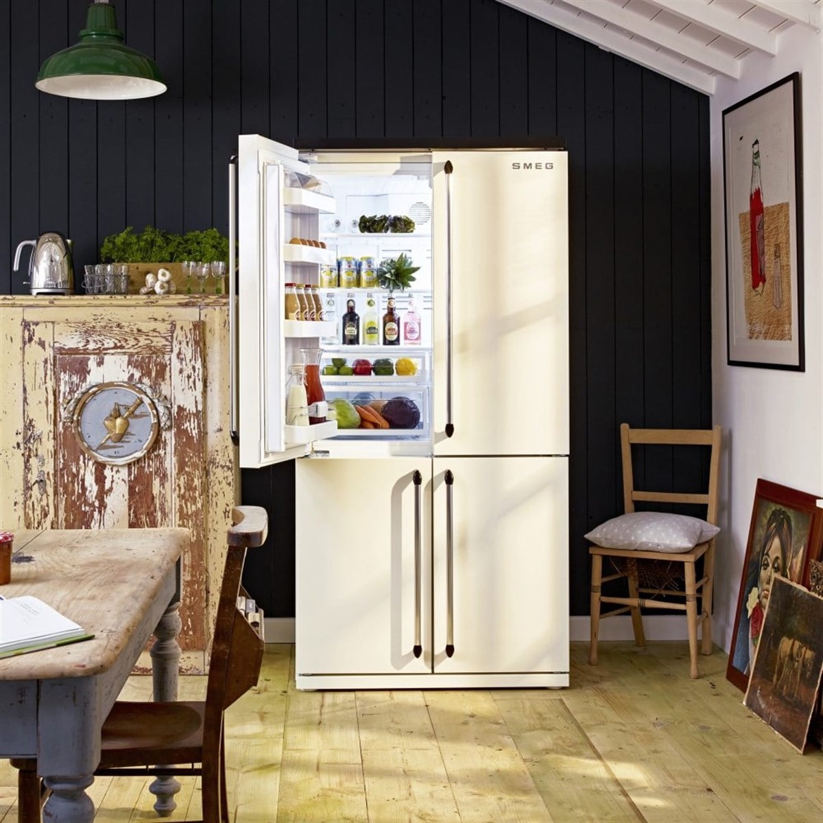SMEG FQ960P VICTORIA KREM / GÜMÜŞ ESTETİK BUZDOLABI