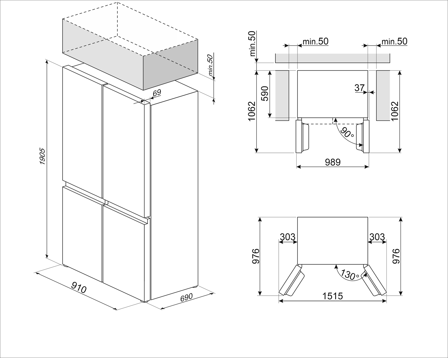 SMEG FQI60KD SATİNE SİYAH SOLO BUZDOLABI