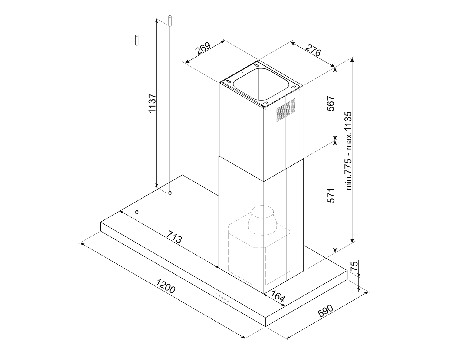 SMEG KLTI12L4X KLASİK ÇELİK ADA DAVLUMBAZ