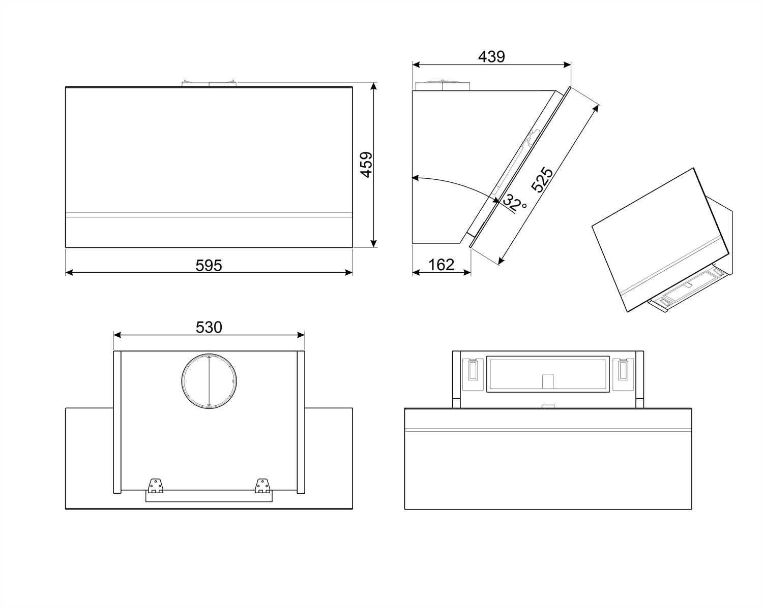 SMEG KV26N LİNEA SİYAH ANKASTRE DUVAR DAVLUMBAZI