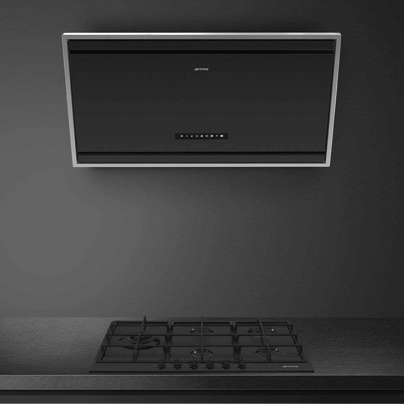 SMEG KV394MB KLASİK MAT SİYAH CAM DUVAR DAVLUMBAZ