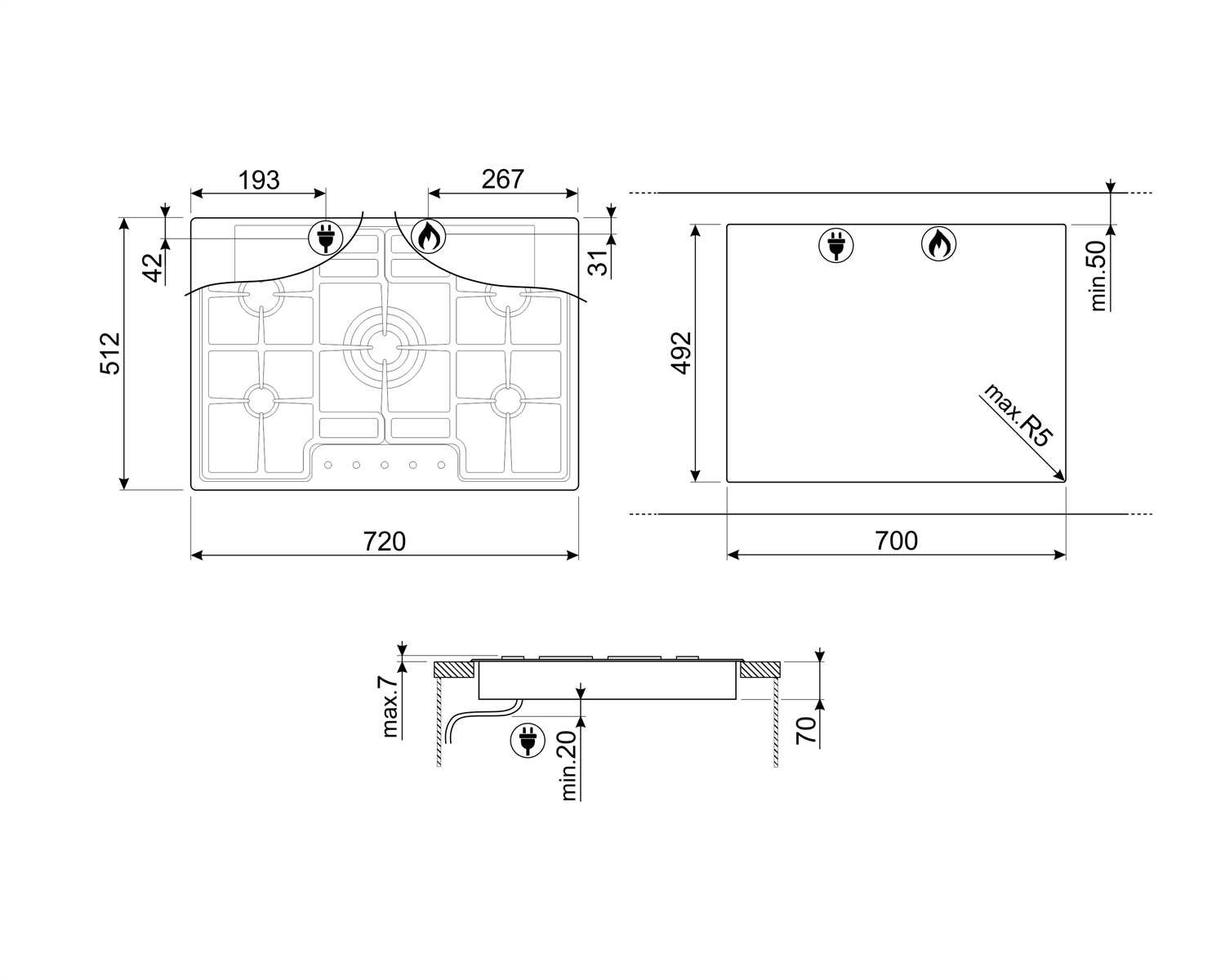 SMEG PGF75-4 KLASİK ÇELİK GAZLI OCAK