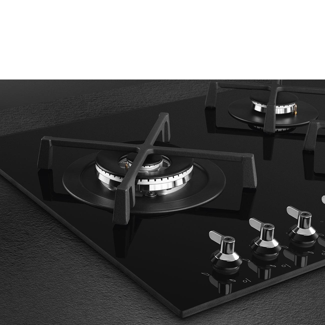 SMEG PV395LN KLASİK SİYAH CAM  GAZLI OCAK